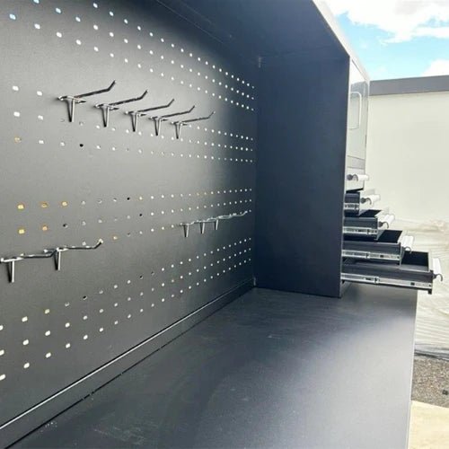 10 FT Heavy Duty Stainless Steel Workbench with 30 Drawers - Garage Storage Cabinet & Tool Organizer for Workshop, Home Garage, and Industrial Use - 30D10FTB