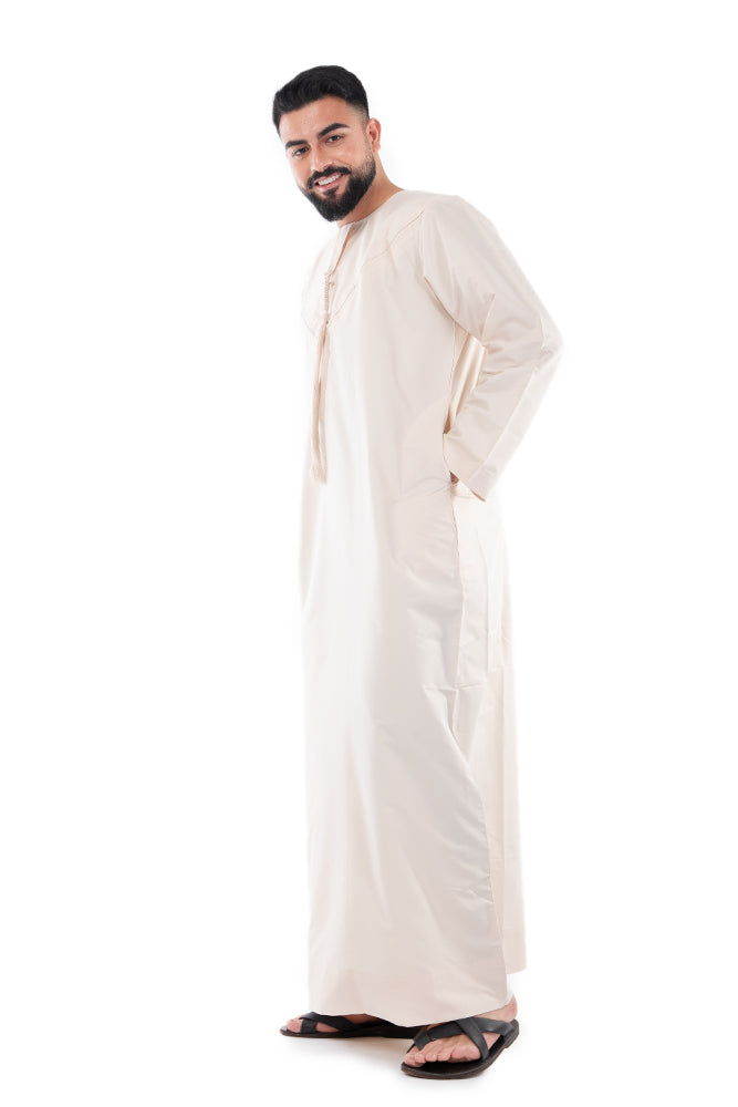Emirati Thobe for Toddlers - Soft Cream Cotton Traditional Dress for Boys & Girls - Perfect for Eid, Weddings & Special Occasions