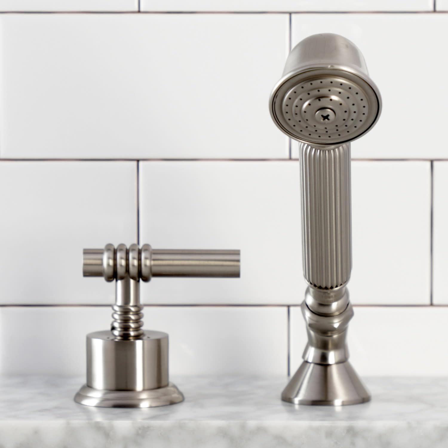 Kingston Brass KSK2365MLTR Oil Rubbed Bronze Deck Mount Hand Shower with Diverter for Roman Tub Faucet, 8 x 5.63 x 1.81 Inches - Perfect for Spa-Like Bathroom Upgrades and Luxurious Bathing Experience