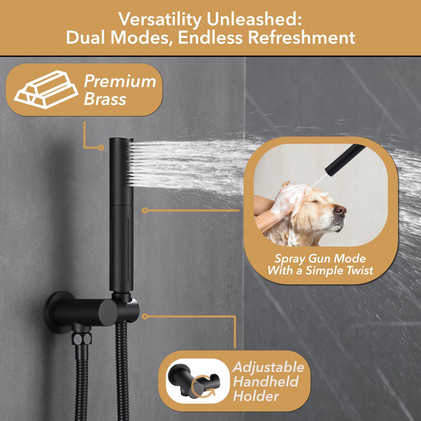 VANFOXLE Matte Black Shower Faucet Set with Push Button Diverter & 2-in-1 Handheld Shower Head - 10 Inch Wall Mounted Complete Shower System (Includes Rough-in Valve Body and Trim) for Bathroom Remodel & Modern Home Upgrade