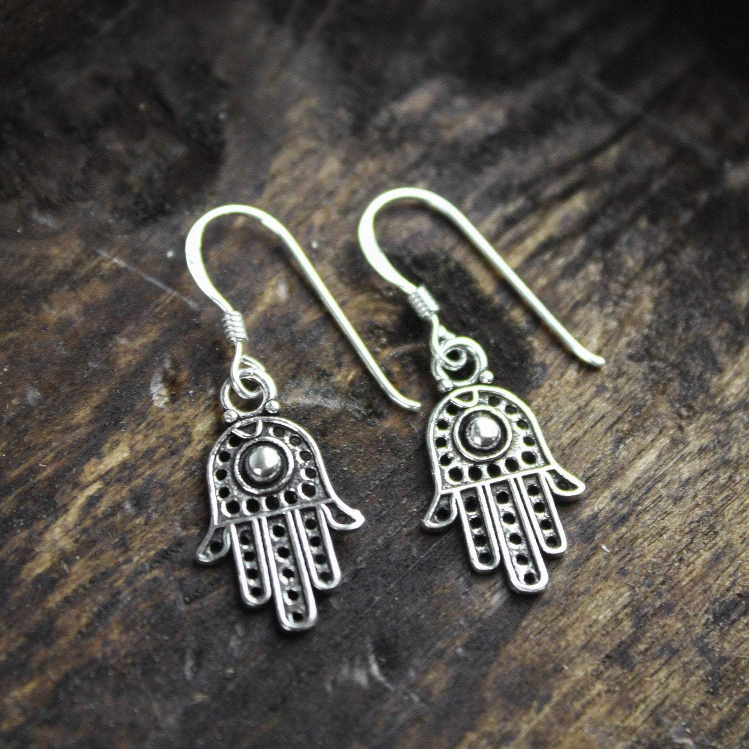 Hamsa Happiness Earrings - Hand of Fatima Jewelry for Women, Sterling Silver Dangle Earrings, Boho Chic Accessories for Everyday Wear, Gift for Her, Perfect for Yoga, Meditation & Spiritual Protection