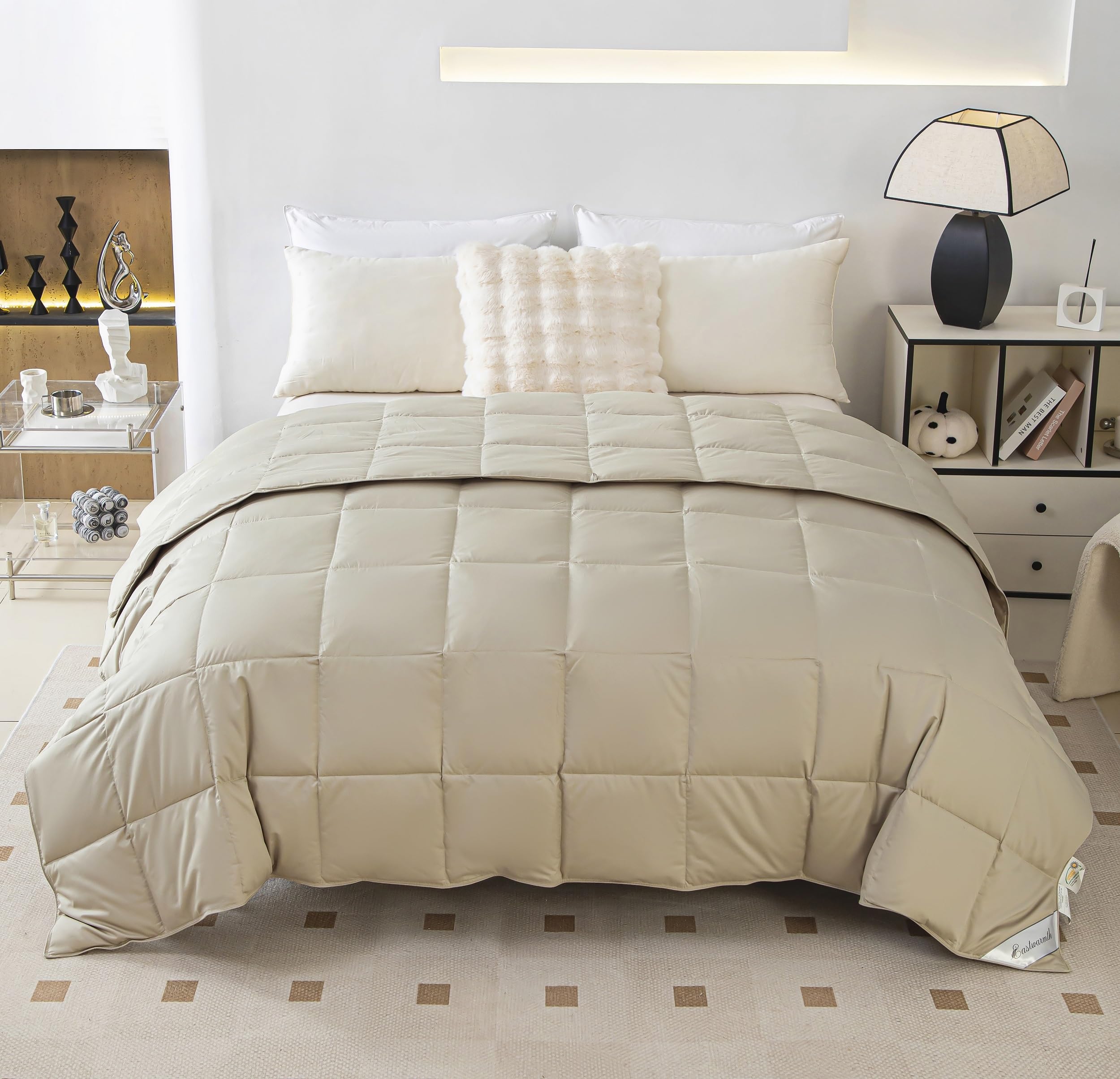 Lightweight Goose Down Comforter - Cooling Blanket & Duvet Insert for Summer & Warm Weather - 750 Fill Power - Grey - King Size (104x90 inches) - Perfect for Hot Sleepers & Air-Conditioned Bedrooms