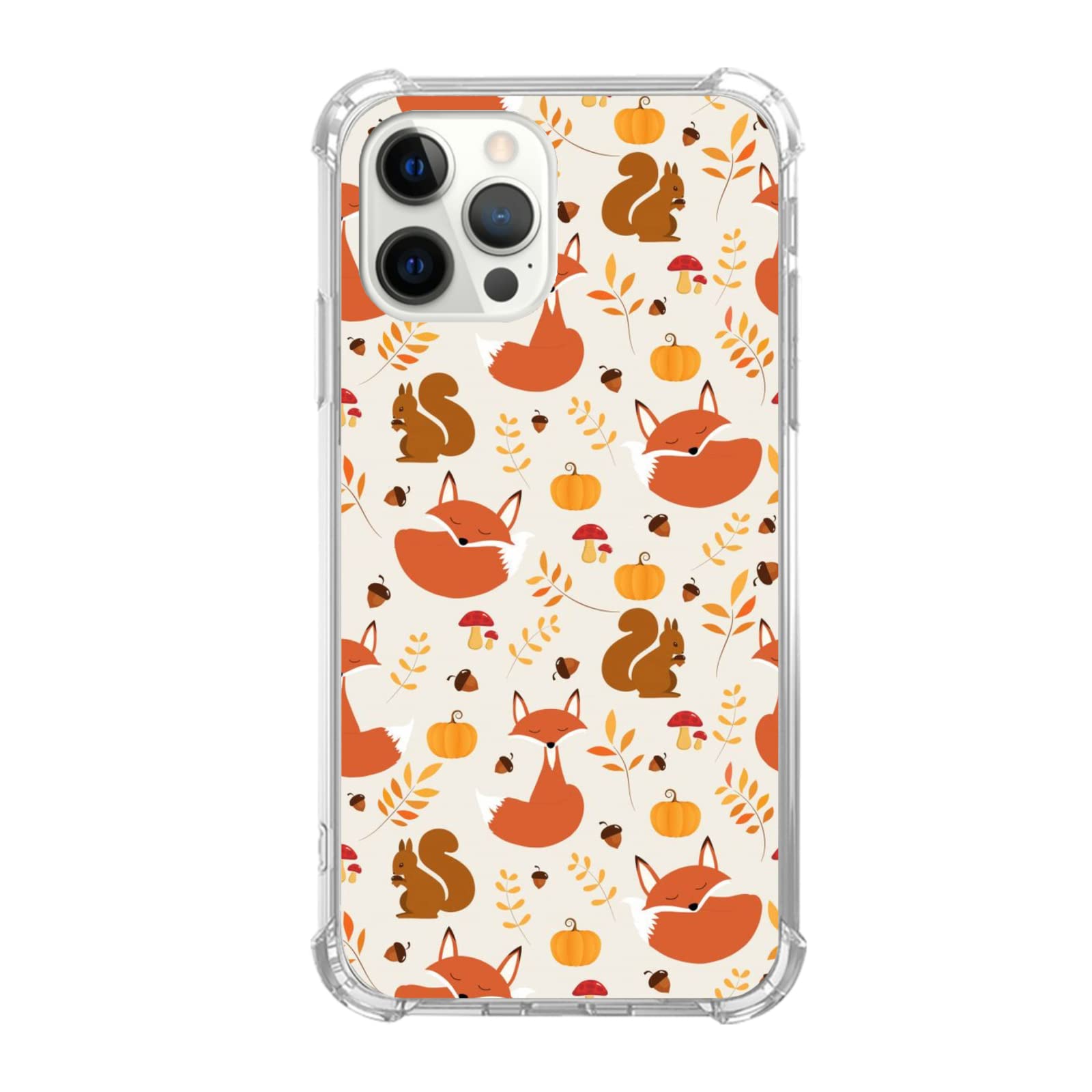 Autumn Leaves iPhone 12 Pro Max Case - Cute Fox & Squirrel Design Trendy TPU Bumper Cover for Women, Girls & Boys | Perfect for Fall Season, Outdoor Adventures & Daily Protection