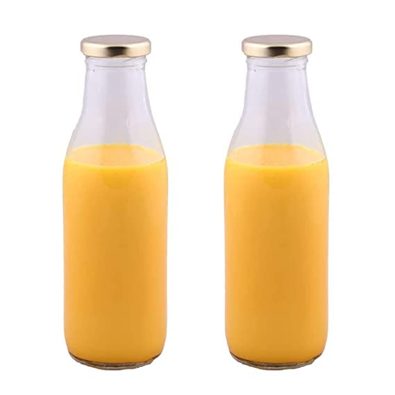 Sunshine Leak-Proof Airtight Glass Bottles 1000ml (2-Pack) - BPA-Free Reusable Beverage Containers for Juice, Milk, Water | Ideal for Fridge Storage, Travel & Daily Hydration