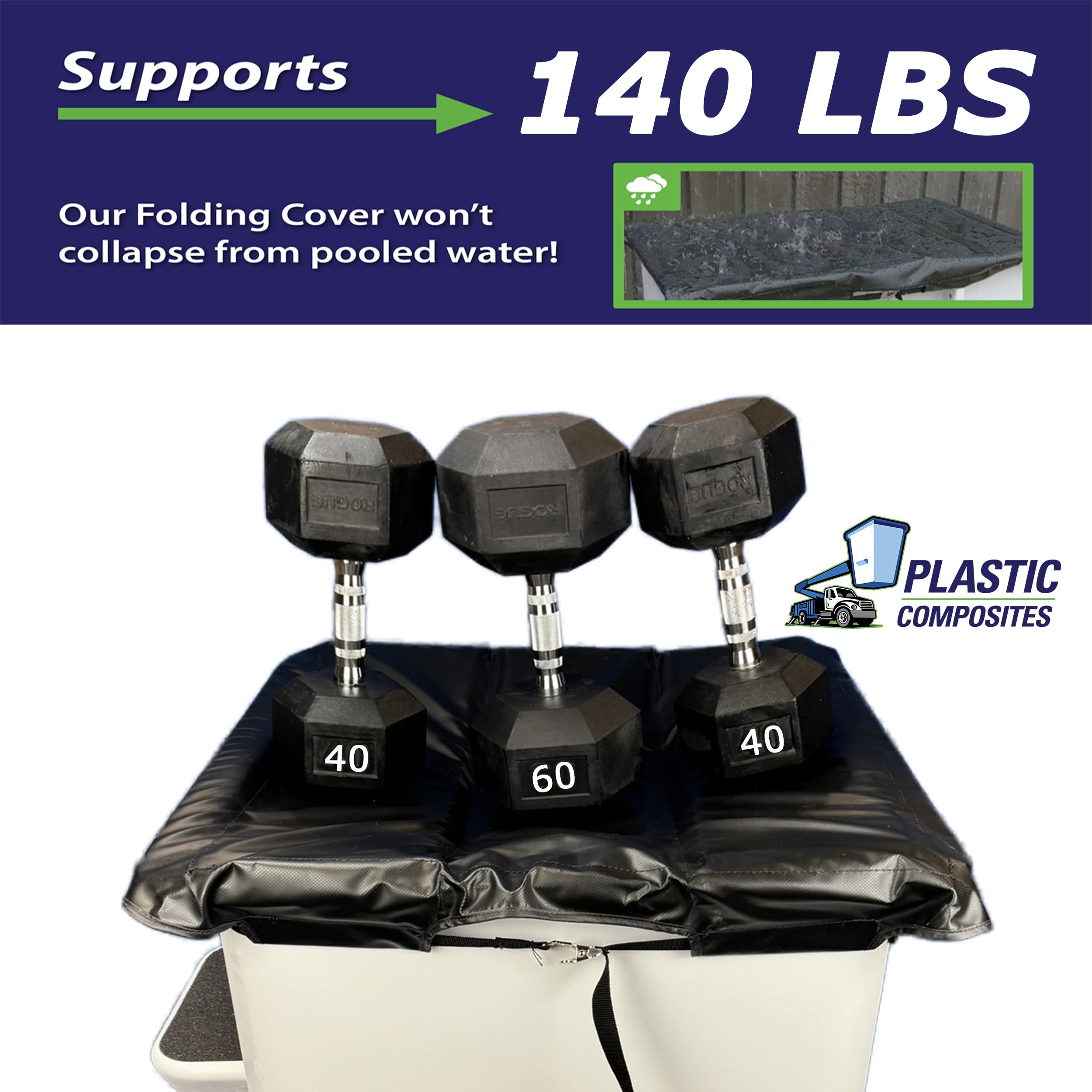 **Foldable Hard Top Bucket Cover for Bucket Trucks – Waterproof & Space-Saving Design with Nylon Strap & Buckle – Fits 2-Man Bucket (28