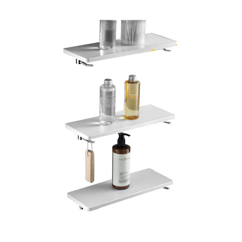 ZHAOHUI Rotatable Wall-Mounted Bathroom Shelf - ABS Plastic & 304 Stainless Steel Shower Organizer with Hook, 3-Tier Space Saving Design (2 Installation Methods) - Perfect for Bathroom, Shower, and Small Space Storage Organization