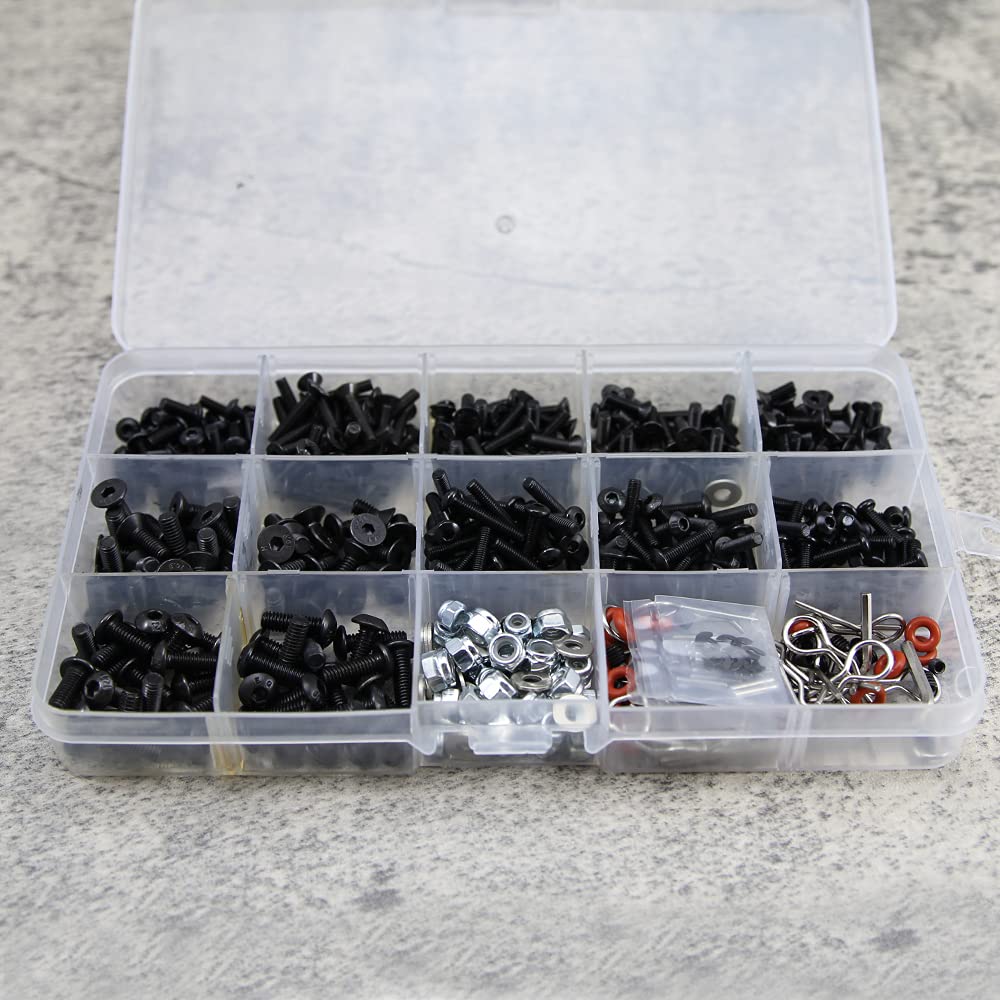 510pcs Universal RC Screw Kit - M3 M4 Hex Screws Assortment Set for 1:8 1:10 1:12 1:16 Scale RC Cars, Trucks & Crawlers - Durable Hardware Repair Tool Kit for RC Vehicle Maintenance & Upgrades