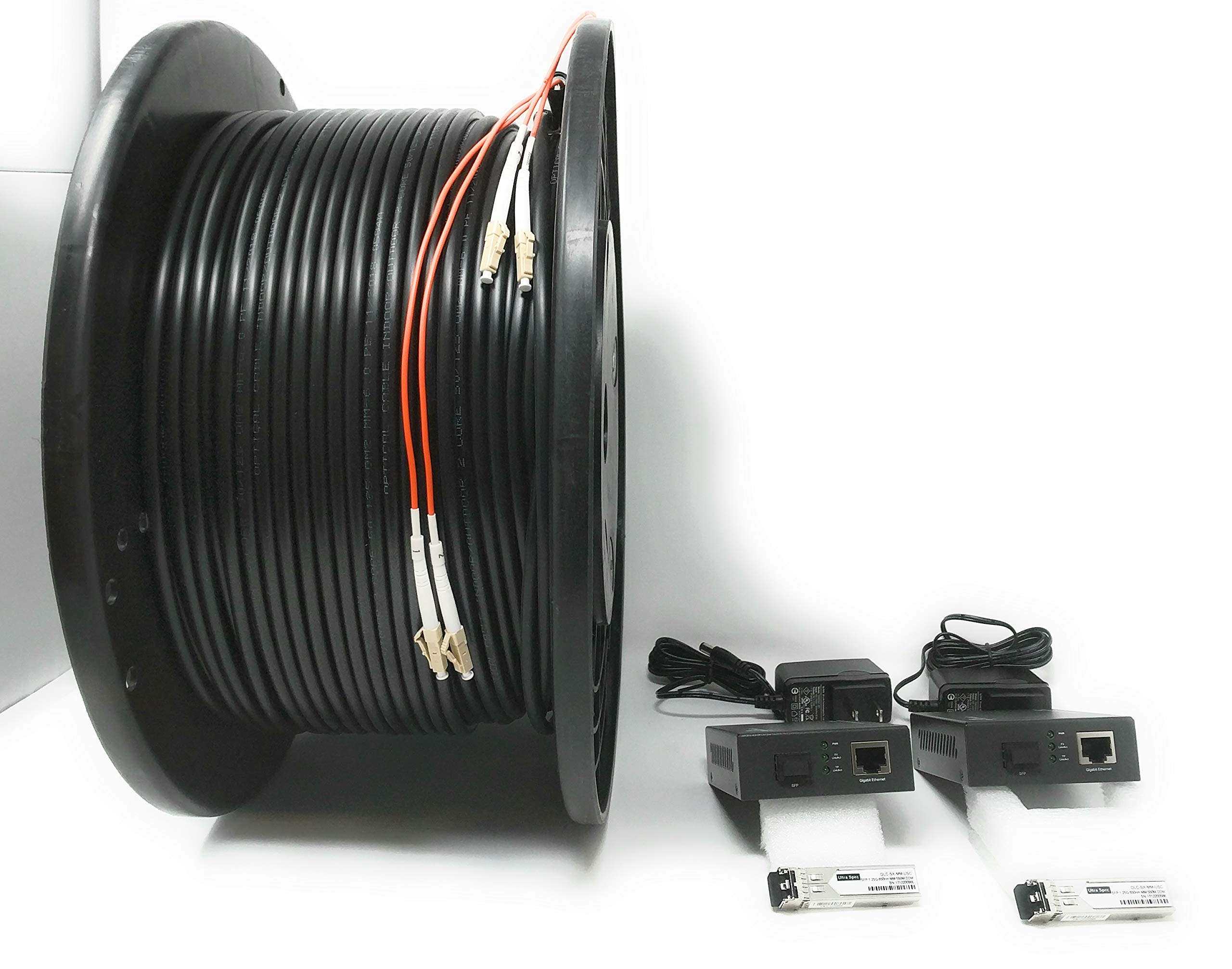 RiteAV CAT 6/CAT5e Ethernet Extension Kit - 300ft High-Speed Network Cable with 75M Outdoor Rated Fiber Optic Cable for Home Office, Gaming & CCTV Security Systems