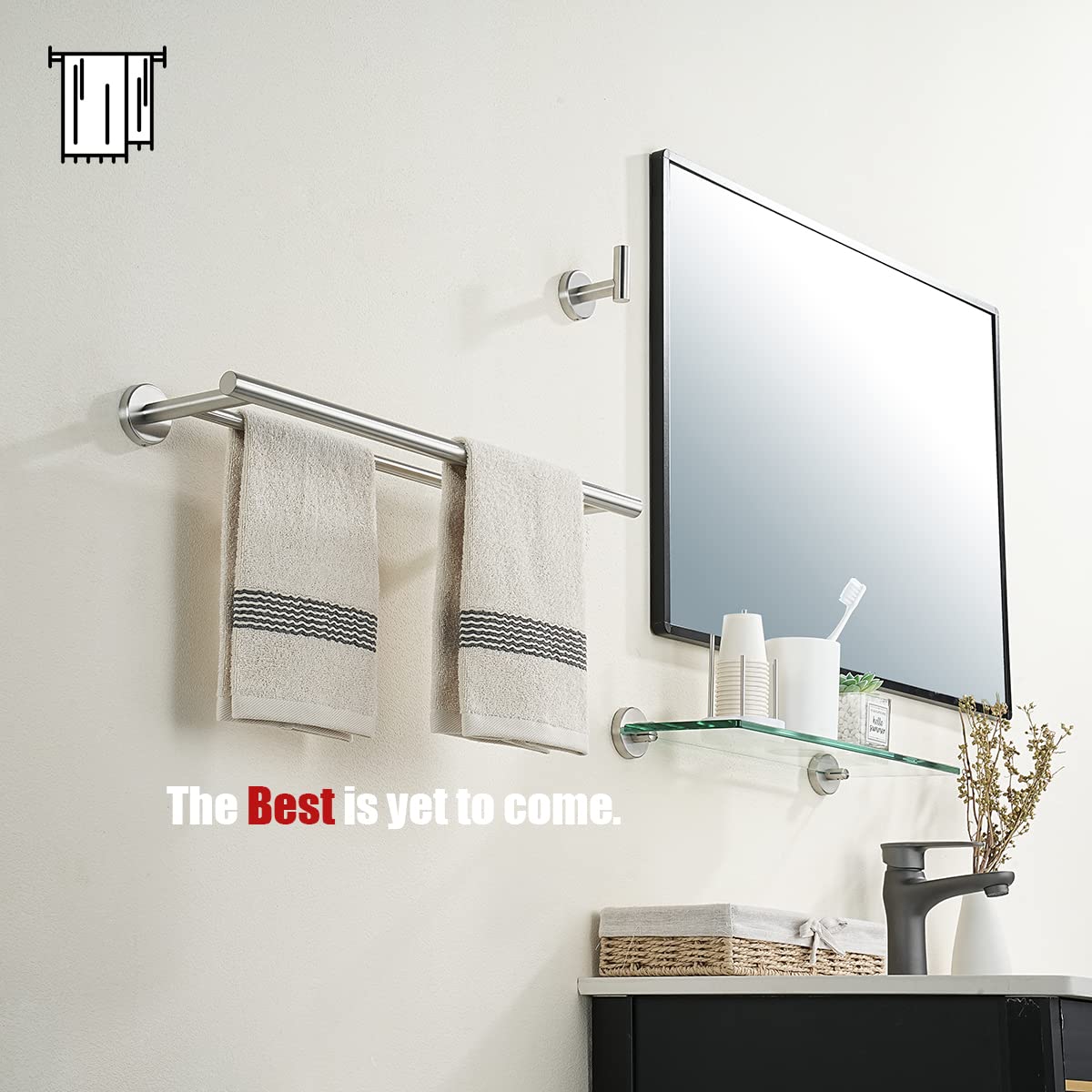 JQK 18 Inch Stainless Steel Towel Bar - Heavy Duty 304 Brushed Nickel Wall Mounted Bath Towel Rack for Bathroom, Kitchen & Spa - 0.8mm Thick with 20.47