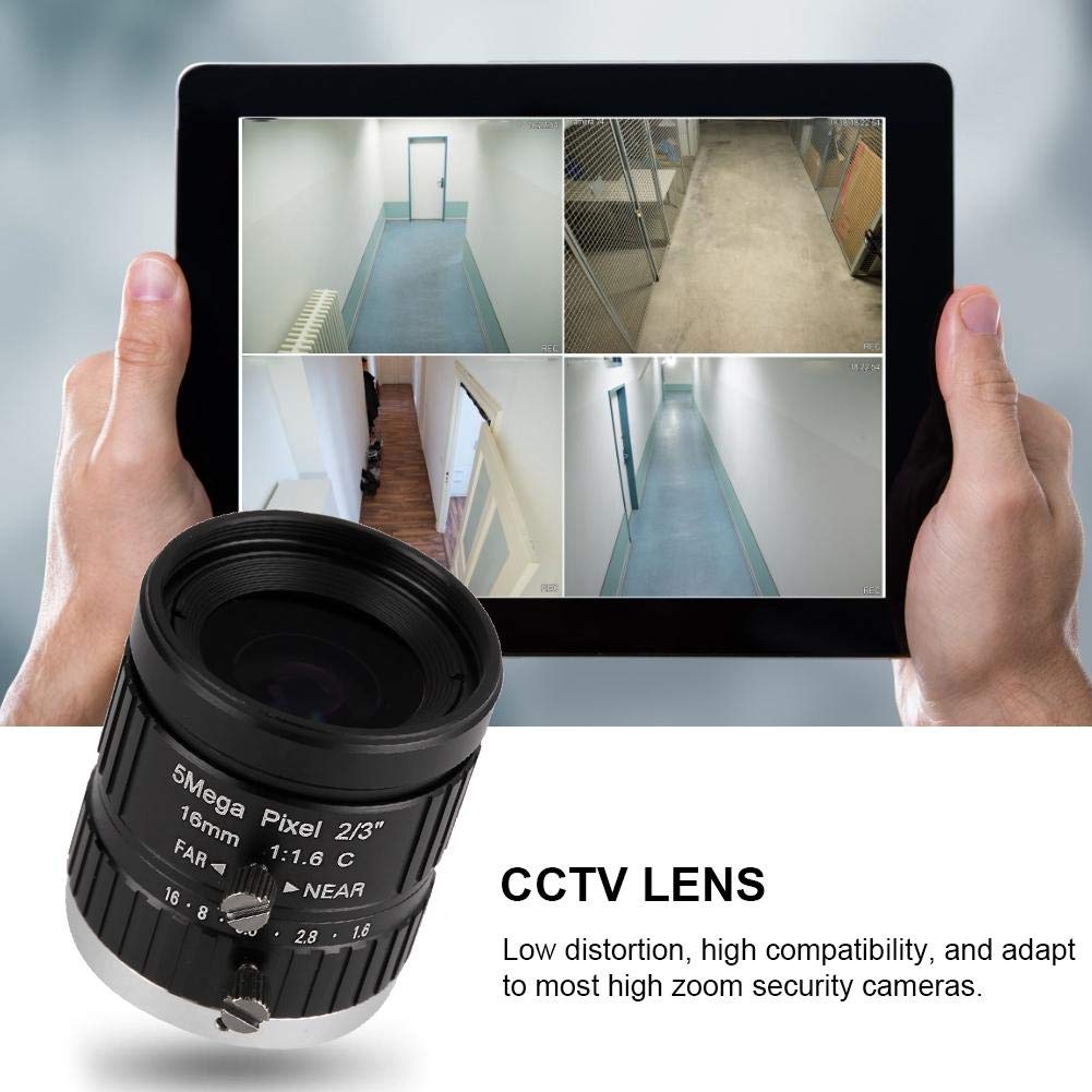 16mm 5MP Varifocal C-Mount Lens for Industrial Surveillance Cameras - High-Quality Manual Focus CCTV Lens for Security Systems, Machine Vision & Factory Automation