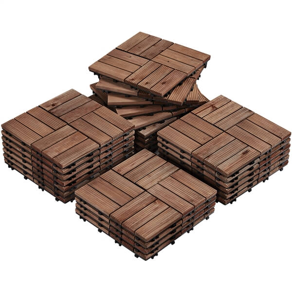 Yaheetech 27-Pack Natural Fir Wood Flooring Tiles - DIY Interlocking Hardwood Floor Panels for Home, Office & Event Decoration (Easy Installation, Durable Surface)