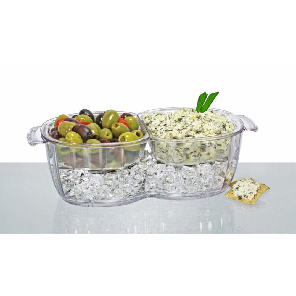 Prodyne Dips On Ice Duo Bowls - 2-Piece Chilled Serving Bowls Set for Dips, Salsa & Desserts | Perfect for Parties, BBQs & Entertaining