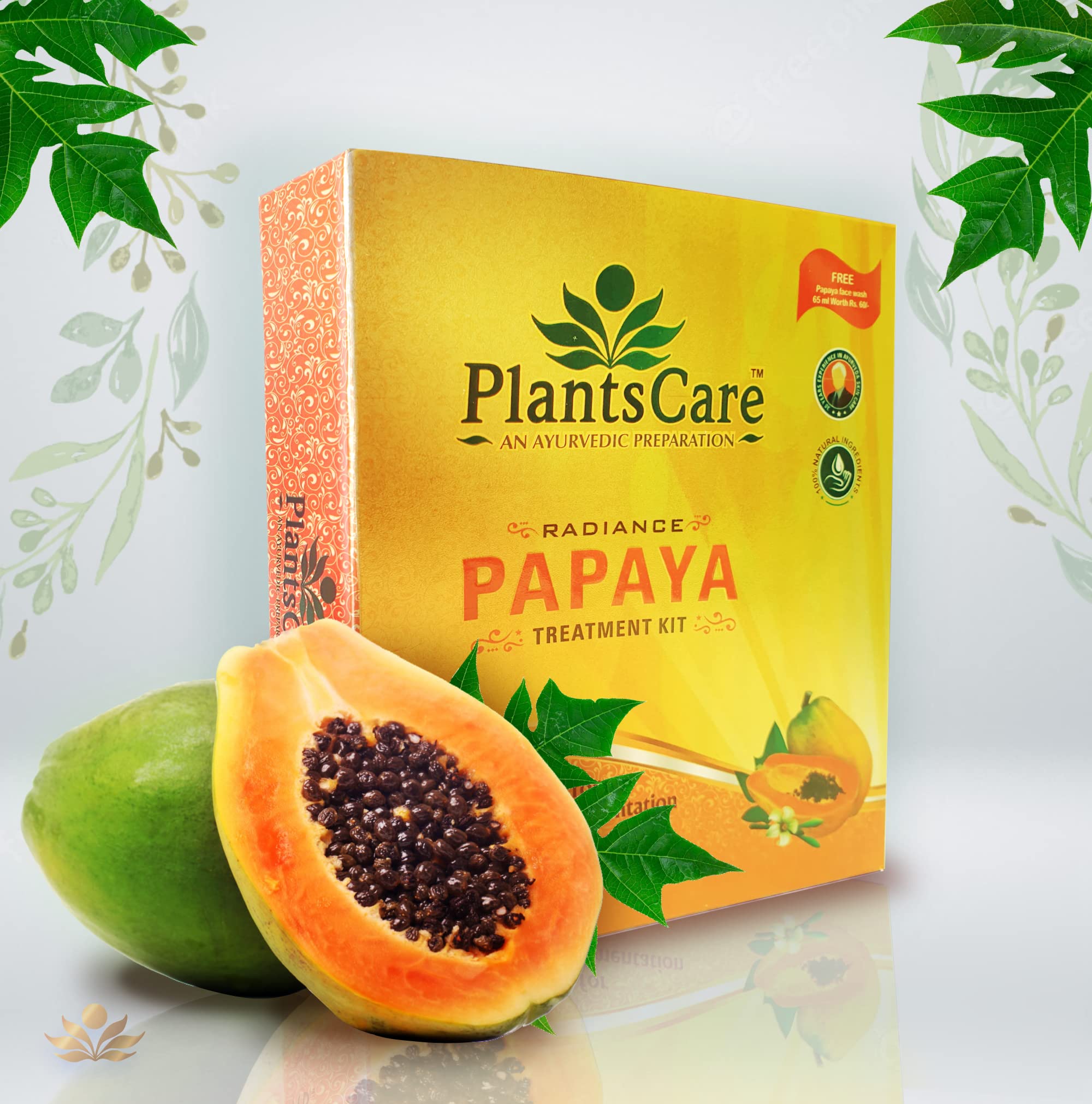 Best Plants CareRadiance Papaya Treatment Kit 165g+65ml for Hair Repair & Nourishment - Perfect for Damaged, Dry & Frizzy Hair at Home Salon