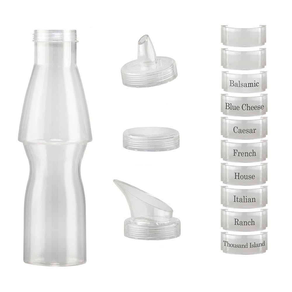 Bon Chef 9571 34oz Salad Dressing Bottles with Leak-Proof Caps & Collars - BPA-Free Plastic Squeeze Bottles for Kitchen, Restaurants & Catering - Perfect for Sauces, Oils & Condiments