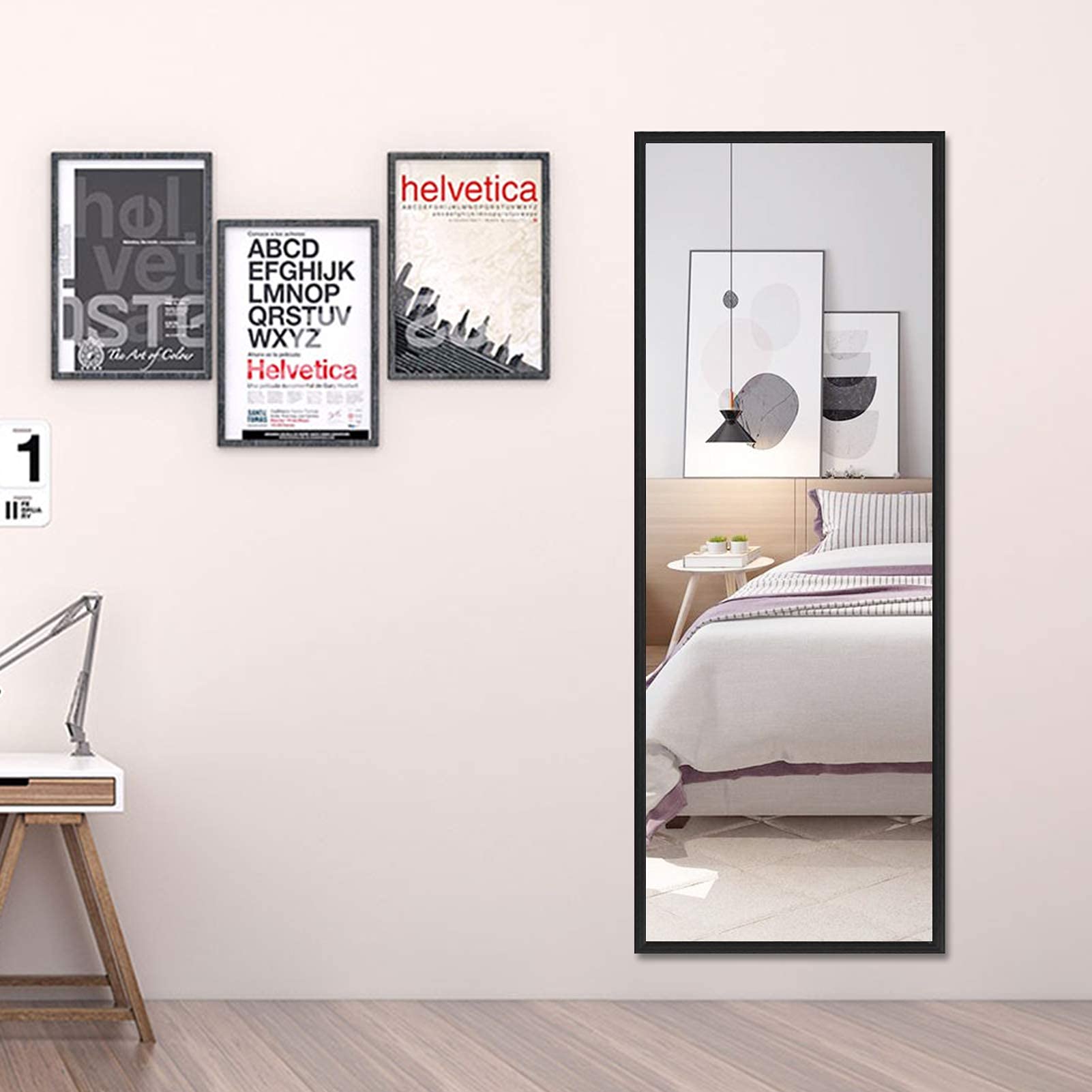 Edenseelake 2 Pack Full Length Wall Mirror - 14x48 Inch Over Door Mirror for Bedroom & Living Room - Black - Perfect for Home Decor, Outfit Checks & Space Enhancement