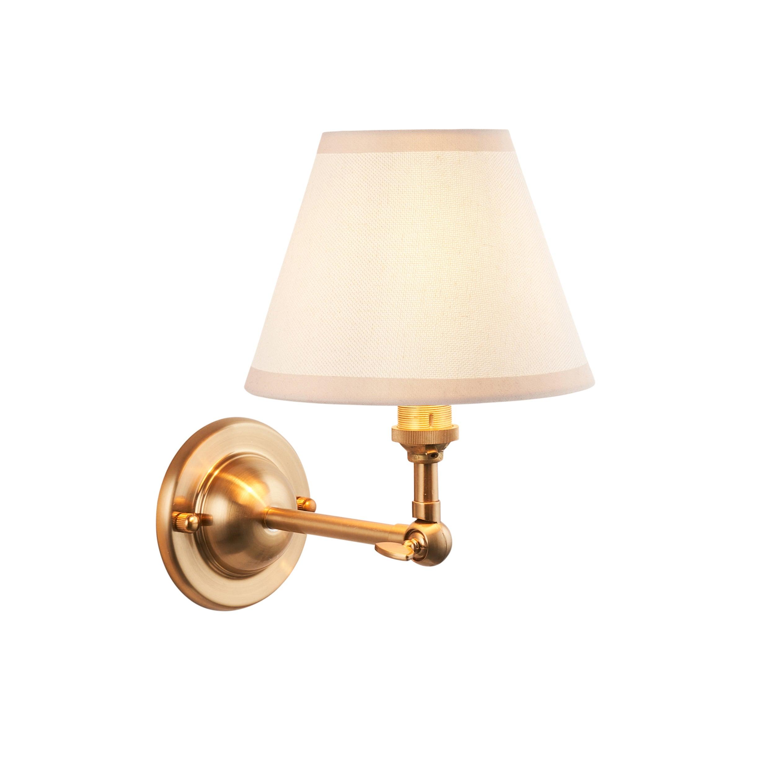 Vintage Brass Wall Light with Dome Wing & 16cm Ivy White Shade - Perfect for Bedroom, Living Room, and Hallway Lighting Decor