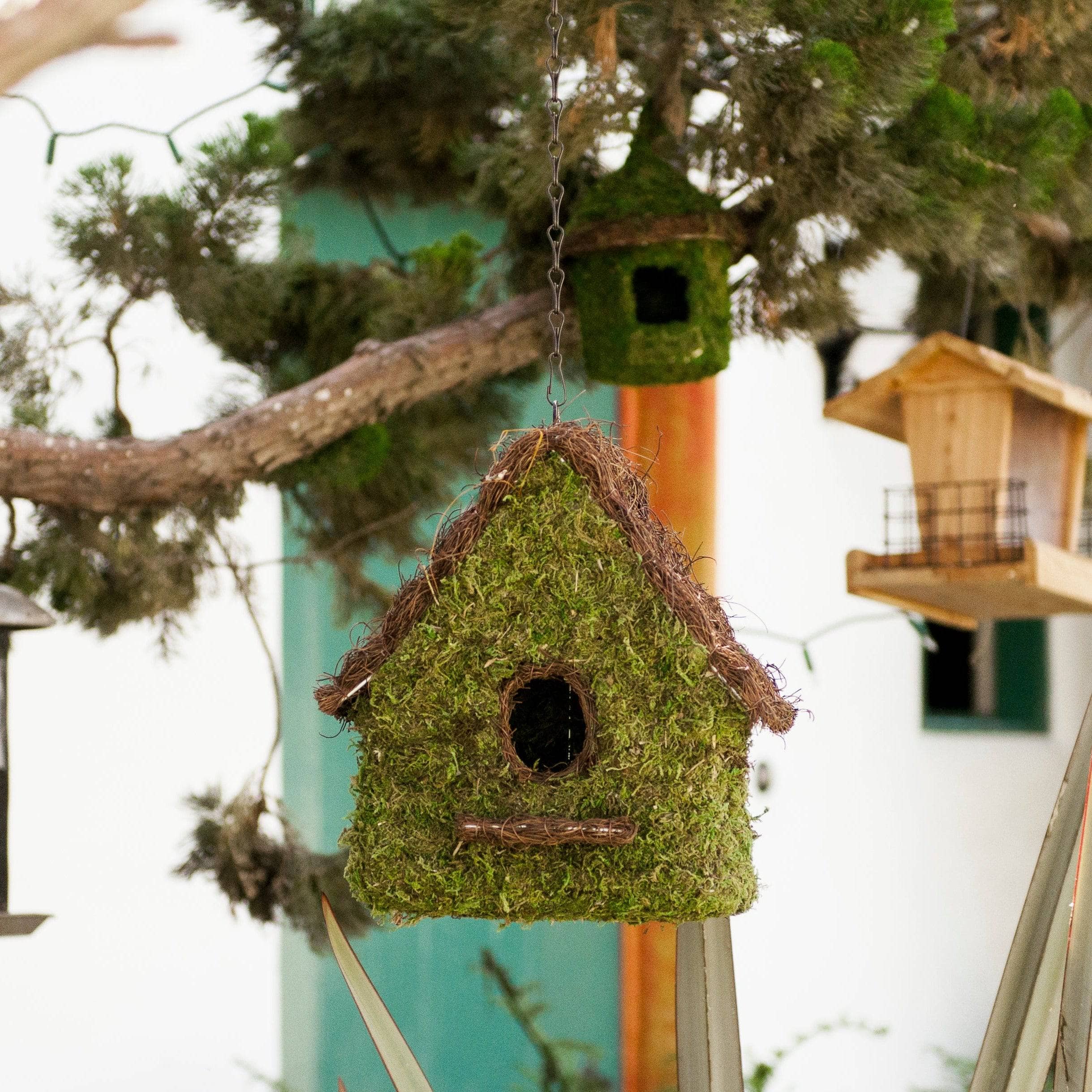 Handwoven Moss Birdhouse - Natural Eco-Friendly Bird Nesting House for Garden, Patio, and Backyard Decor | Attracts Wild Birds for Birdwatching