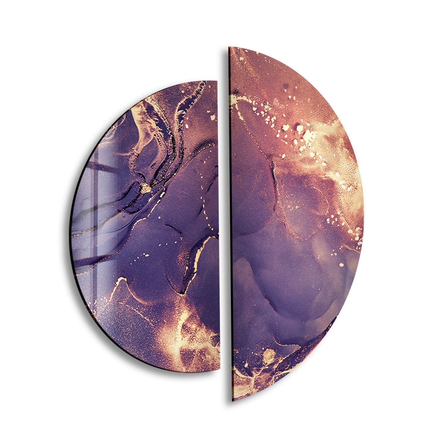 Abstract Marble Purple Glass Wall Art - Modern Home Decor for Living Room, Bedroom & Office - Handmade Glass Wall Sculpture for Unique Interior Design