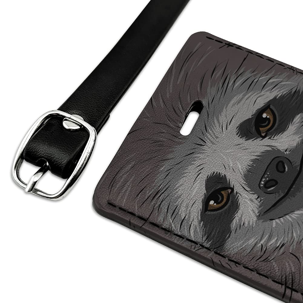 Stylish Sloth Face Leather Luggage Tag - Durable Rectangle ID Tag for Suitcases & Carry-On Bags - Perfect for Travel Identification & Personalization