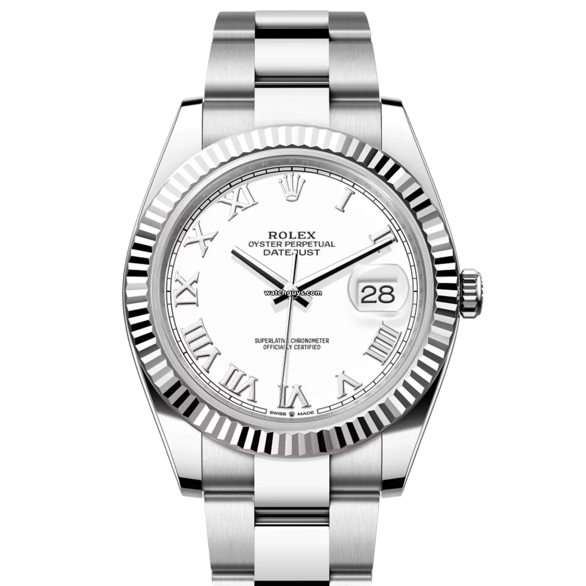 Rolex Datejust 126334 Stainless Steel Watch with White Dial and Roman Numerals - Perfect for Business Meetings & Formal Events