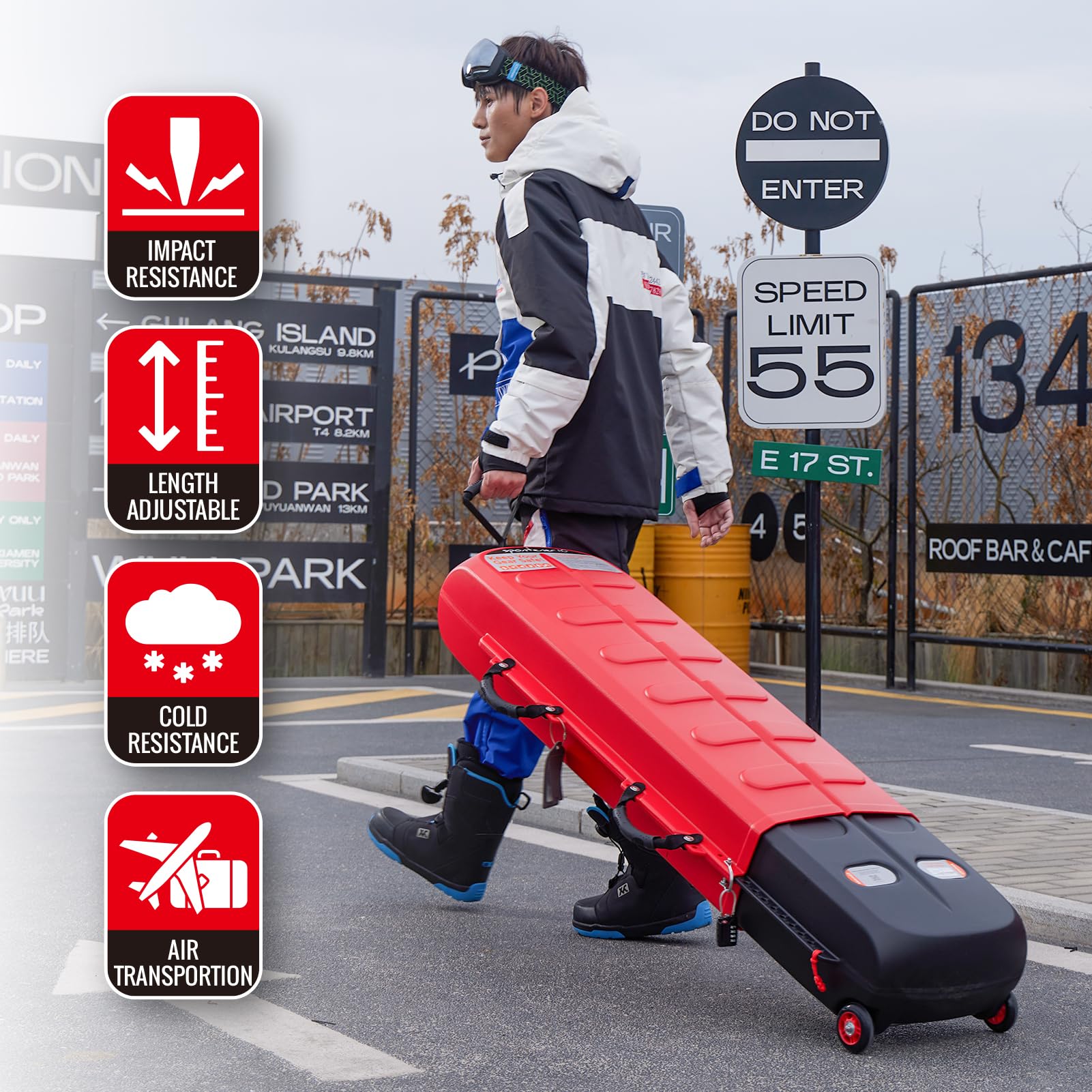 XCMAN 124L Hard Shell Ski and Snowboard Travel Case - Waterproof Airline Approved Storage for Snowboards, Fishing Rods, Water Skis, Spearfishing & Golf Equipment | Perfect for Air Travel, Winter Sports & Outdoor Adventures