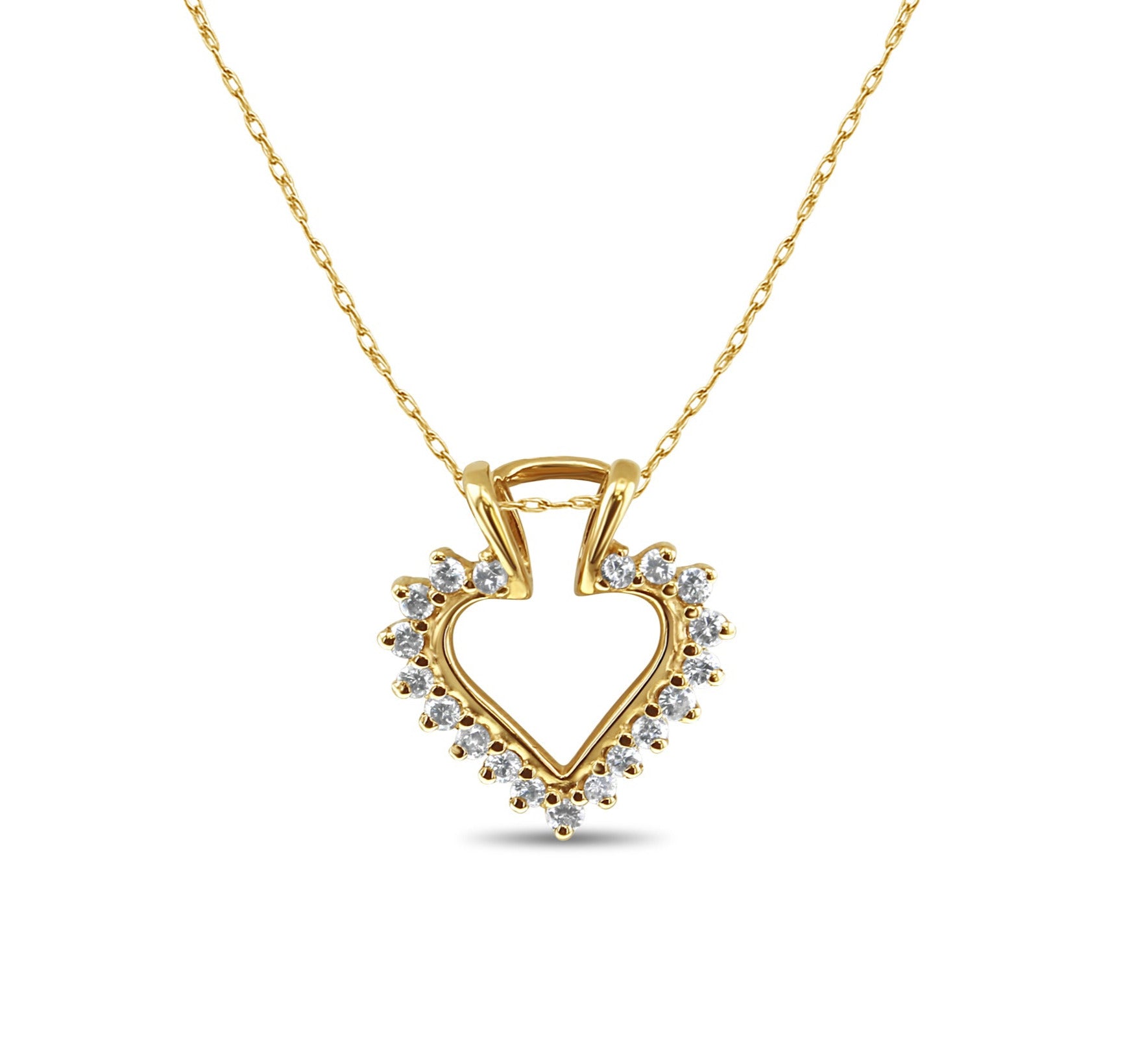 Heart Shaped Diamond Cutout Necklace .25cttw 14k Yellow Gold - Perfect for Valentine's Day Gifts, Anniversary Presents & Romantic Occasions