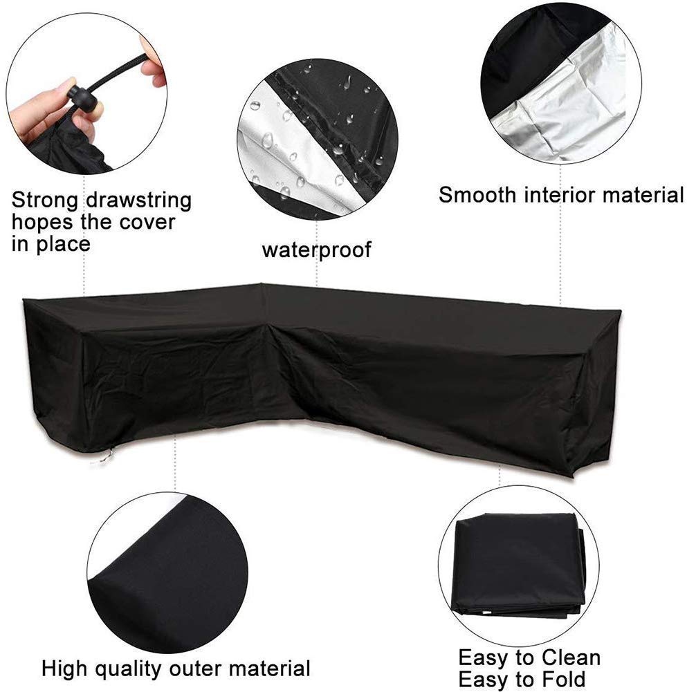 J&C Premium Waterproof Outdoor Sectional Sofa Cover - 78x105 Inches, L-Shaped Patio Furniture Protector for Garden, Deck & Backyard - Weatherproof & UV Resistant for All Seasons (Perfect for Rain, Snow & Sun Protection)