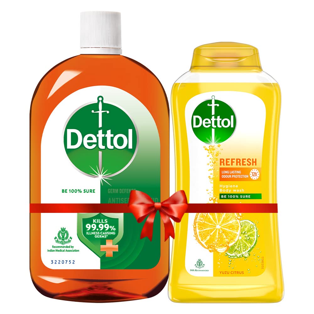 Dettol Antiseptic Liquid 1000ml - First Aid, Surface Disinfection & Personal Hygiene | Antibacterial Body Wash 250ml for Men & Women | Soap-Free Shower Gel with 12h Odor Protection | Ideal for Home, Gym & Travel Hygiene