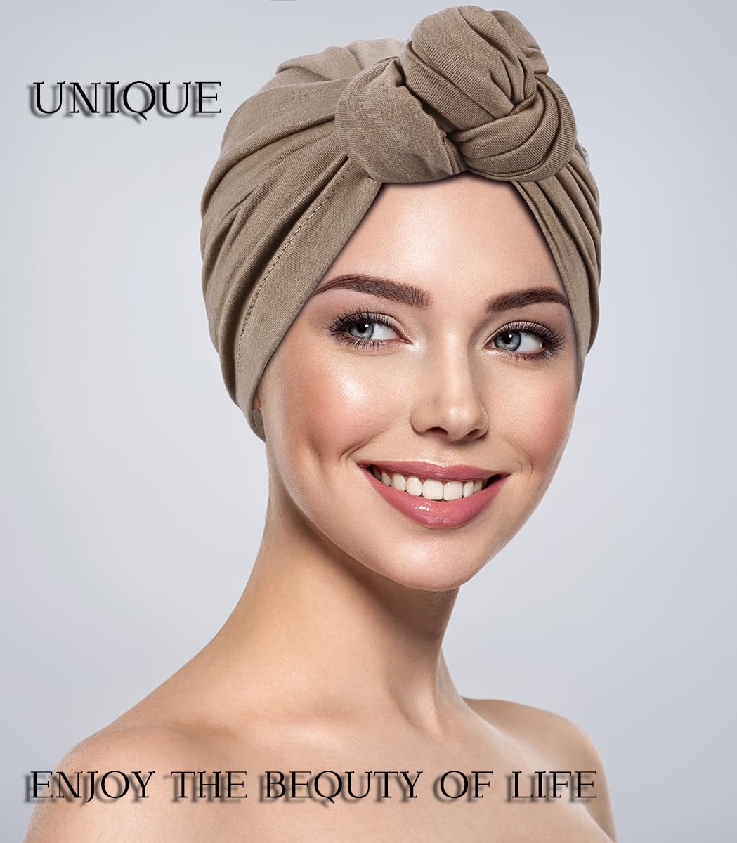 Women's Turban Beanie Hat - Indian & African Style Head Wrap, Pre-Tied Knot Bonnet Cap for Ladies | Perfect for Winter, Church, or Cultural Events