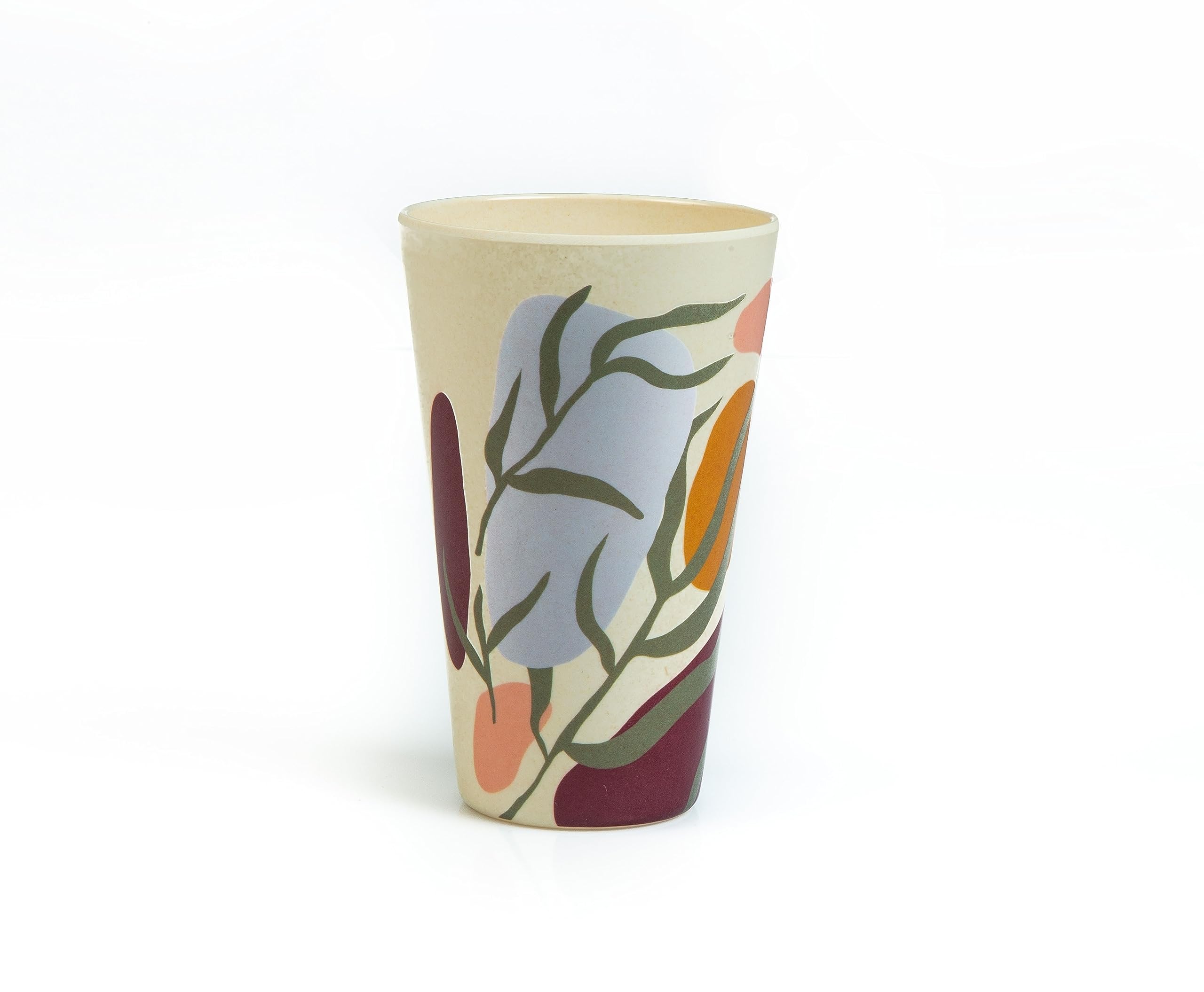 Truly Eco 100% Natural 400ml Green Floral Design Bamboo Tumbler | Reusable Insulated Travel Mug for Coffee, Tea, Smoothies & Water | Sturdy, Durable, Food-Grade, Fade & Stain Proof, Dishwasher Safe | Perfect for Office, Gym, Hiking & Outdoor Activities (Set of 1)