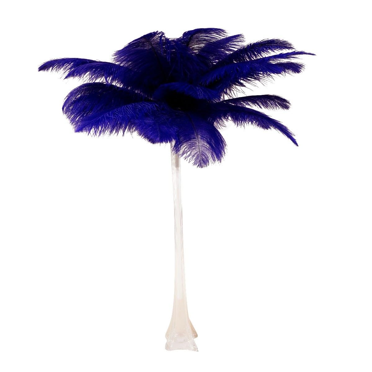 ZUCKER - Elegant Eiffel Tower Vase with Ostrich Feathers - Wedding Centerpiece Decor for Parties, Events & Home - Clear Glass Vase & Regal Feather Bouquet - Perfect for Wedding Receptions, Bridal Showers & Luxury Home Decor
