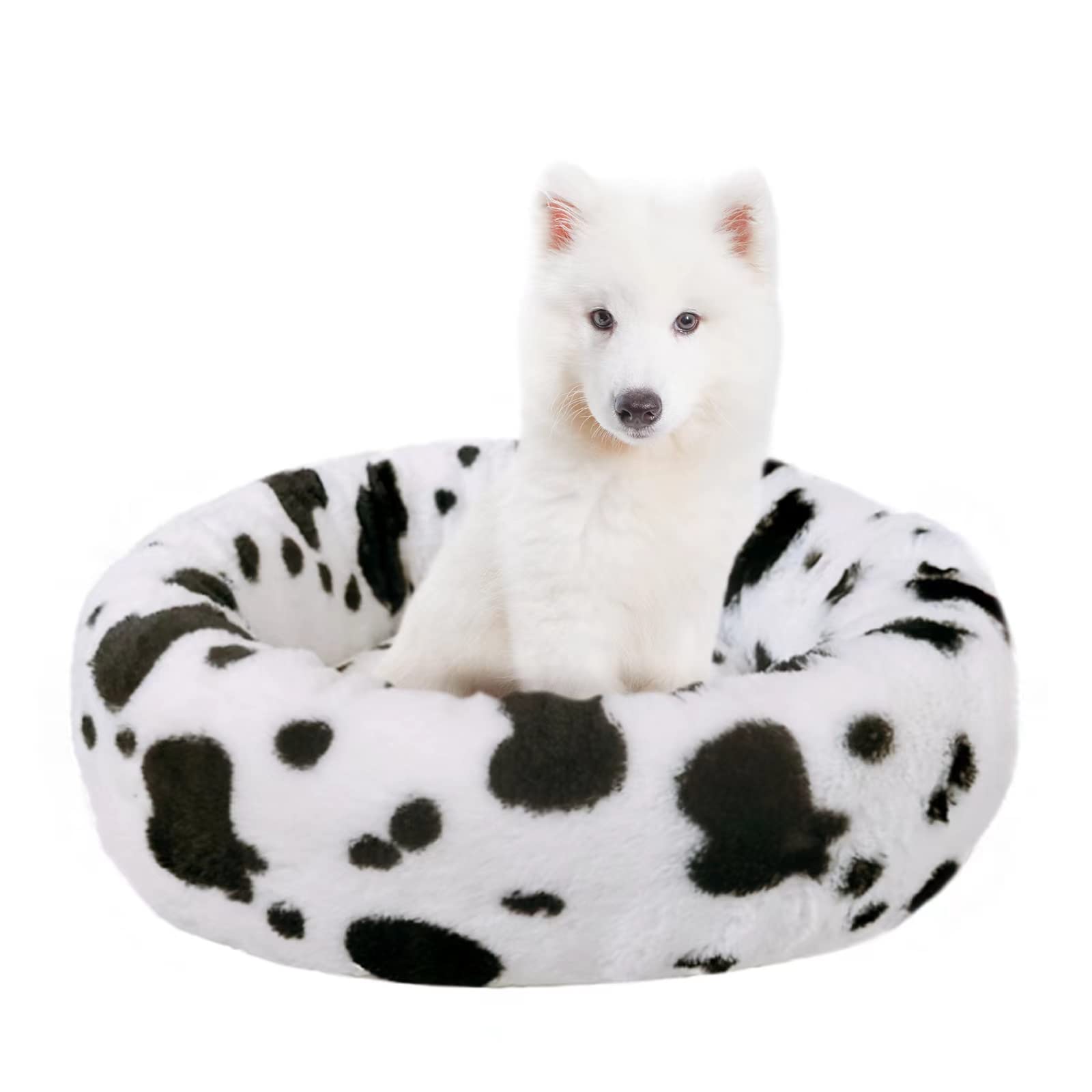 Calming Anti-Anxiety Donut Dog Bed & Cat Bed for Large, Medium, Small Pets - 21.5×21.5×6.7 Inch Orthopedic Round Pet Bed - Perfect for Anxiety Relief, Crate Training & Cozy Napping
