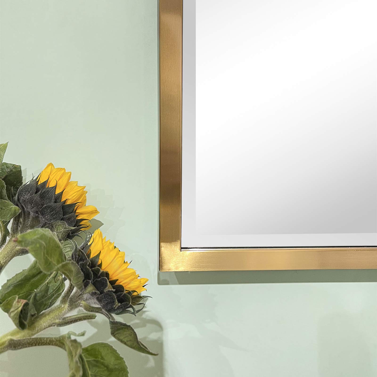 TEHOME 28.5 x 36 Inch Brushed Gold Pivot Mirror - Rectangle Tilt Bathroom Wall Mirror with Metal Frame, Beveled Edge for Vanity, Bedroom & Dressing Room - Perfect for Makeup, Shaving & Home Decor