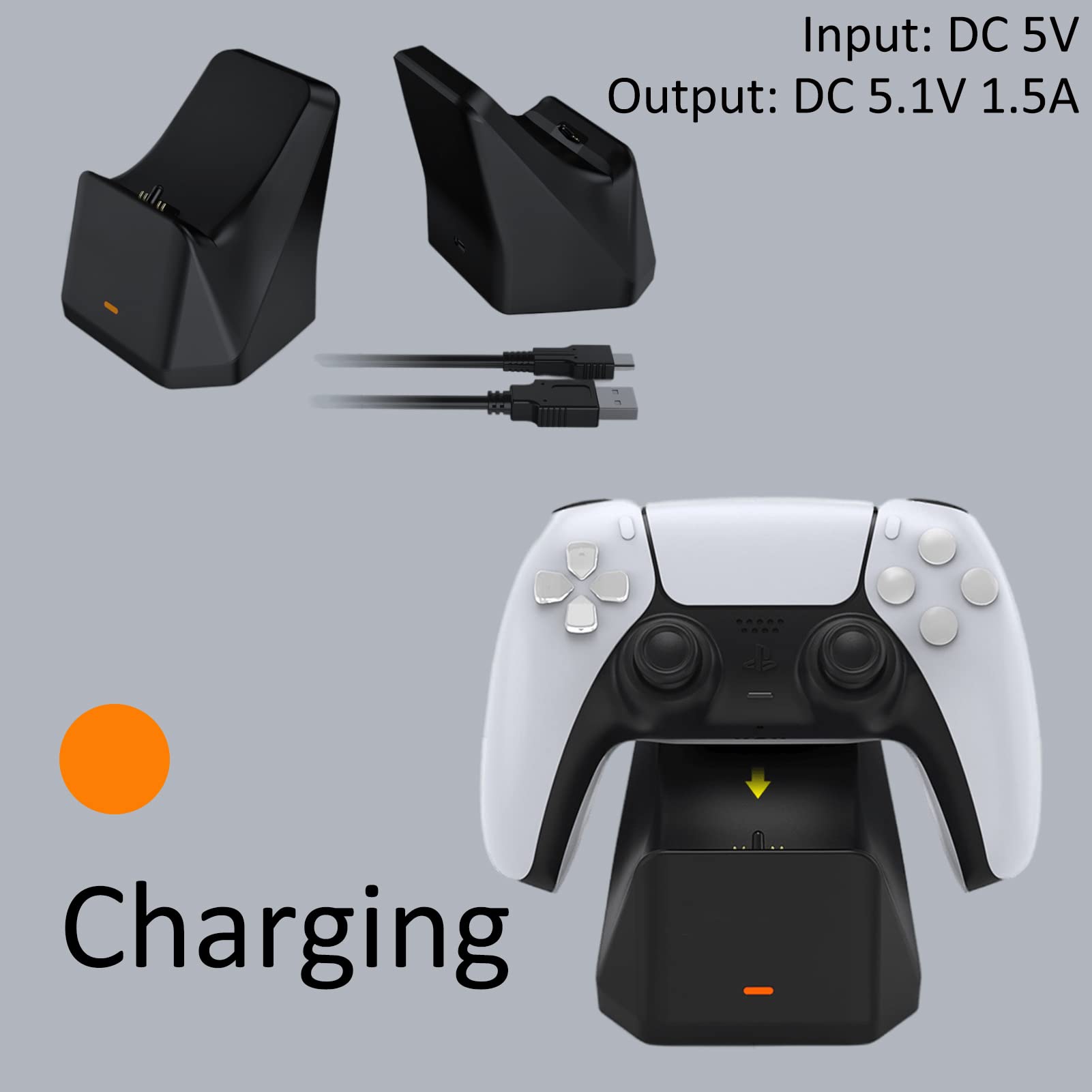 USB C Controller Charger Dock Station with LED Light Indicator - Fast Charging Stand for PS5, Xbox, Switch Pro Controllers - Perfect for Gaming Setup & Night Play