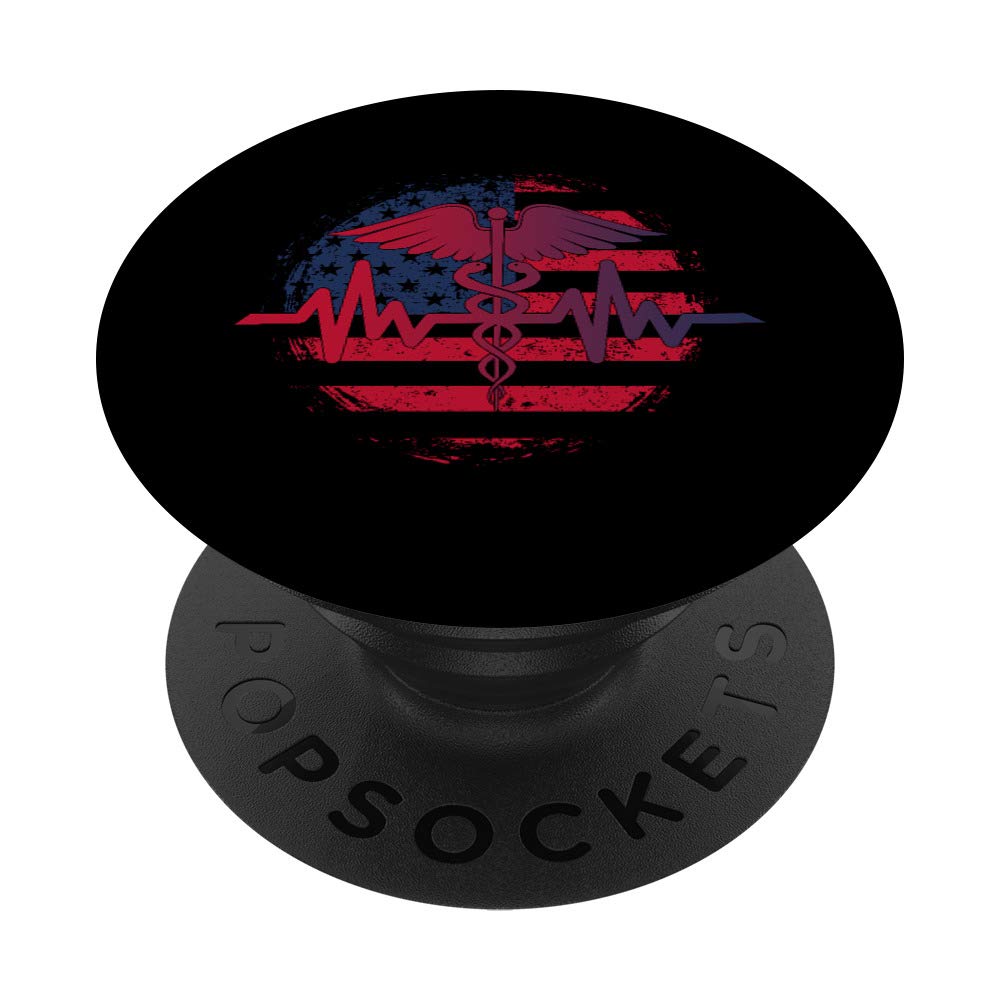 USA Flag Thin Red Line Nursing PopSockets PopGrip - Swappable Phone & Tablet Grip for Nurses, Medical Professionals | Perfect for Hospitals, Clinics & Healthcare Workers