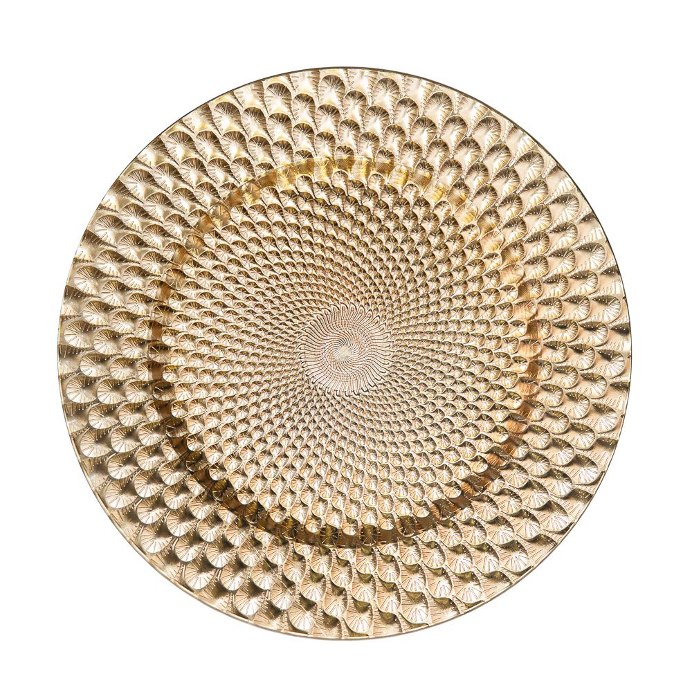 Richland 13-Inch Gold Art Deco Charger Plates - Set of 24 Elegant Decorative Dinner Plates for Wedding, Banquet & Holiday Table Settings