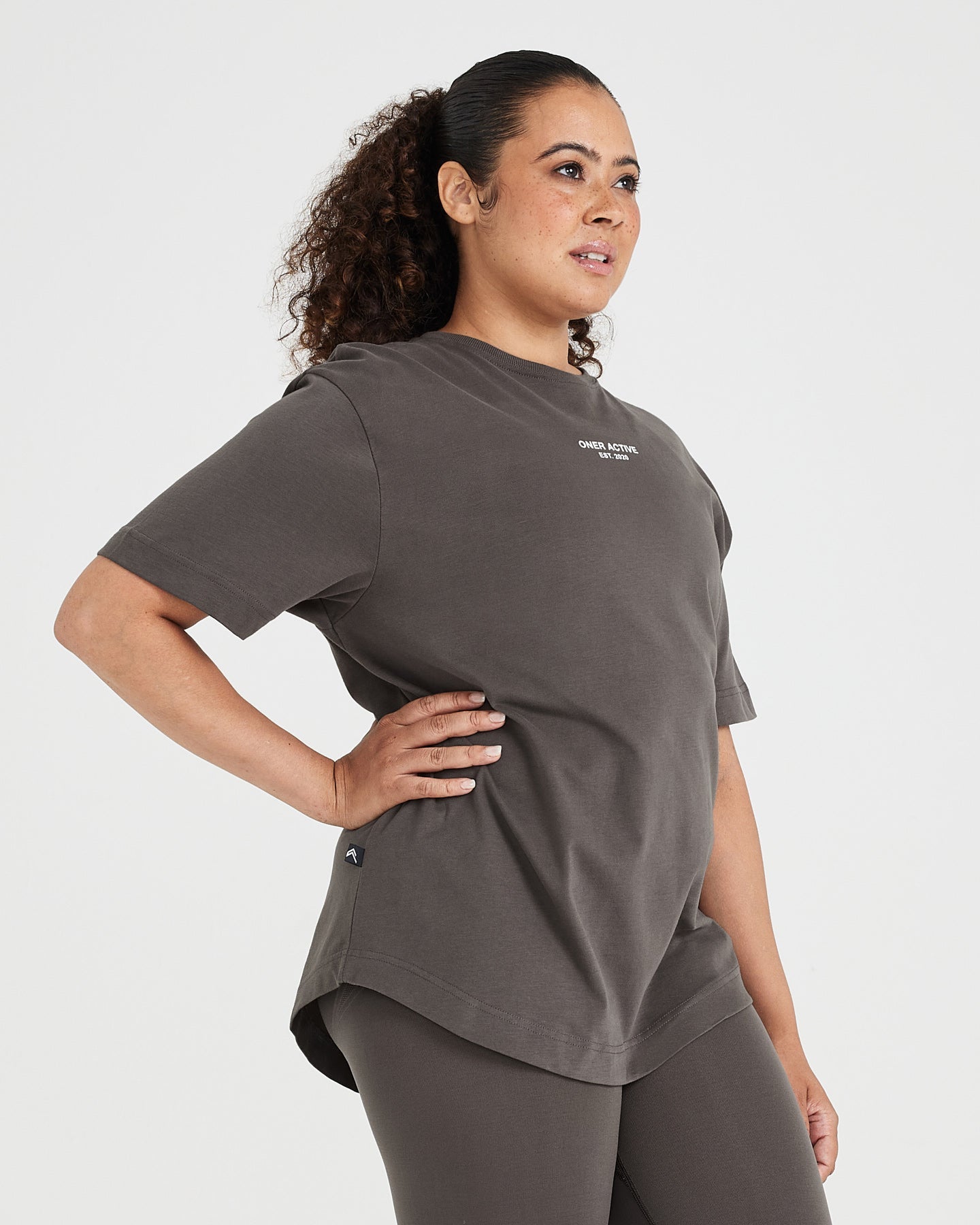 Oversized Graphic Short Sleeve T-Shirt for Women - Soft Cotton Deep Taupe Casual Tee | Perfect for Streetwear, Summer Outfits & Lounge Wear