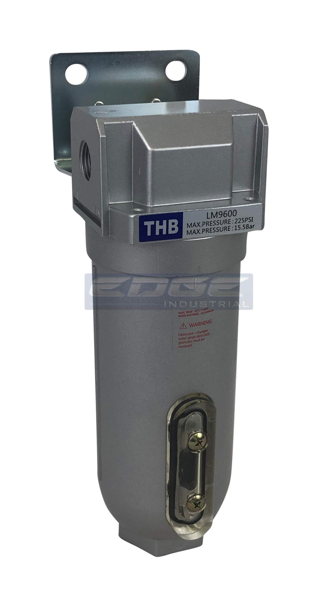 EDGE INDUSTRIAL Heavy Duty Inline Desiccant Air Dryer with Metal Bowl - 1/2