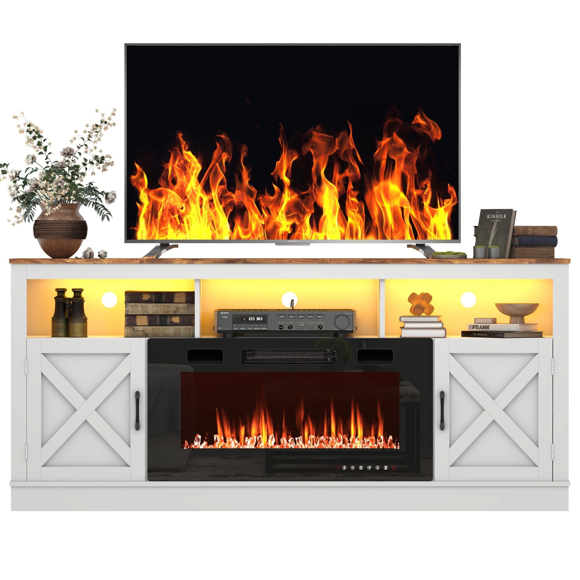 Farmhouse TV Stand for 70/75/80 Inch TVs - 32