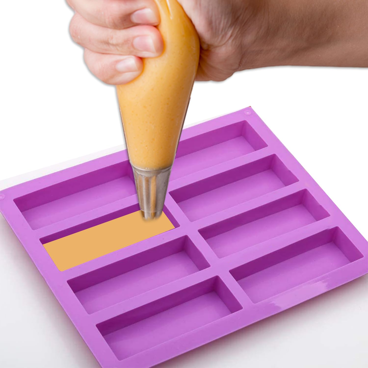 NyxSeat 8-Cavity Silicone Bar Mold - Non-Stick Rectangular Baking Tray for Granola Bars, Energy Bars, Cookies - Flexible & Easy to Release Kitchen Baking Tool (Perfect for Homemade Snacks, Meal Prep & Party Treats)
