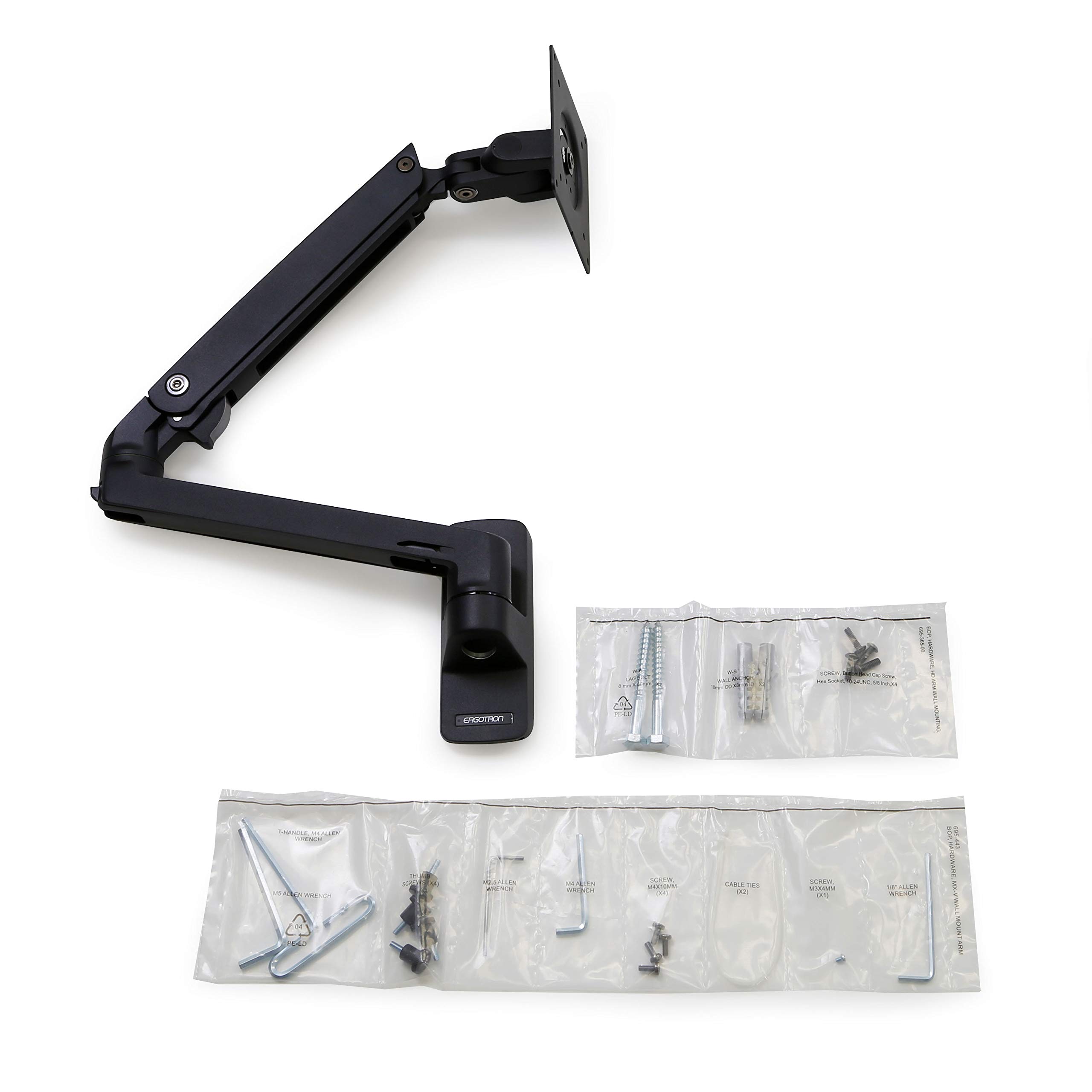 Ergotron MXV Single Monitor Arm - VESA Wall Mount Bracket for 13-34 Inch Screens (7-20 lbs) - Matte Black - Perfect for Home Office, Gaming Setup & Workspace Ergonomics