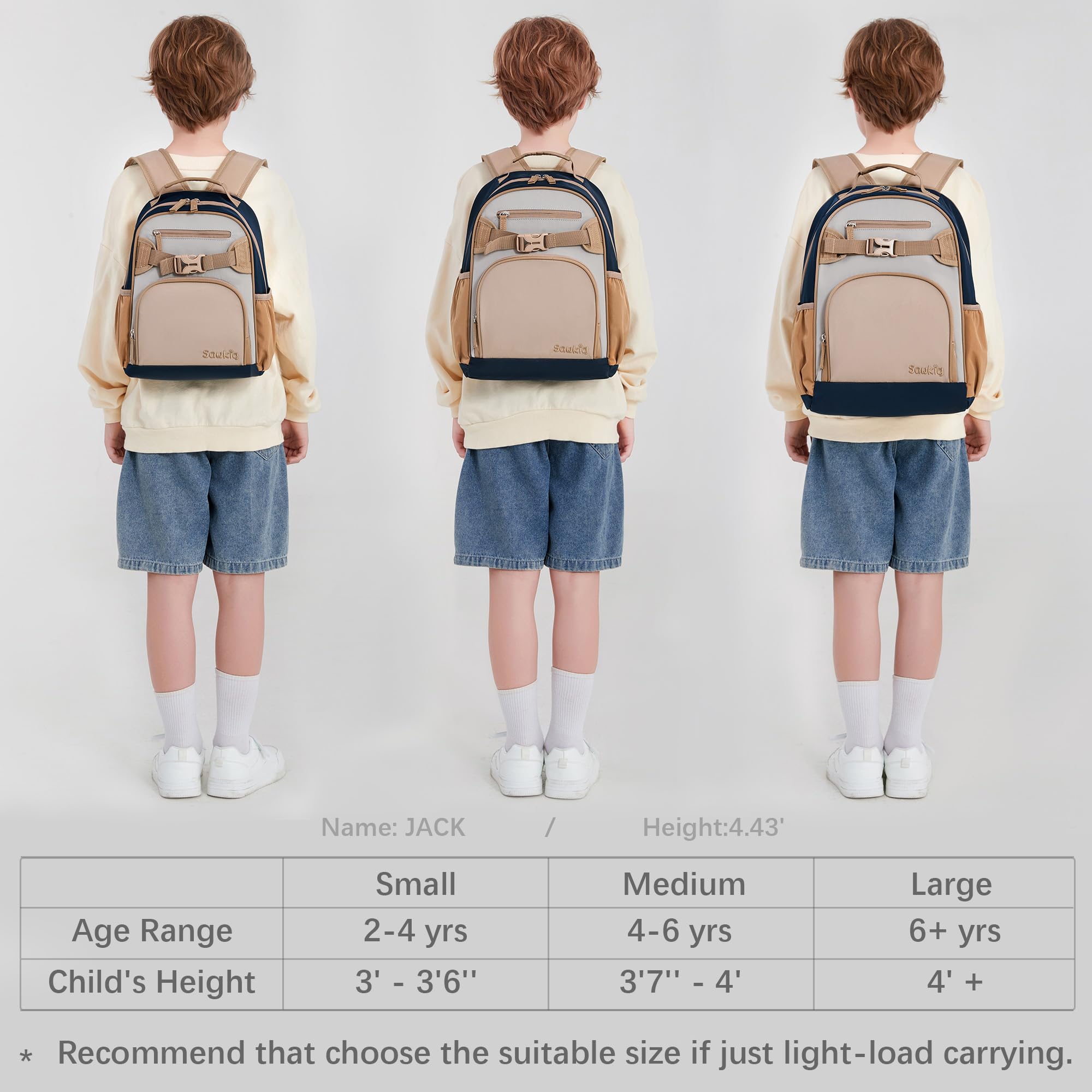 Durable Kids Backpack for Boys 3-6 Years - Lightweight Nylon School Bookbag for Kindergarten & Elementary (Brown Gray) - Perfect for School, Travel & Daily Use
