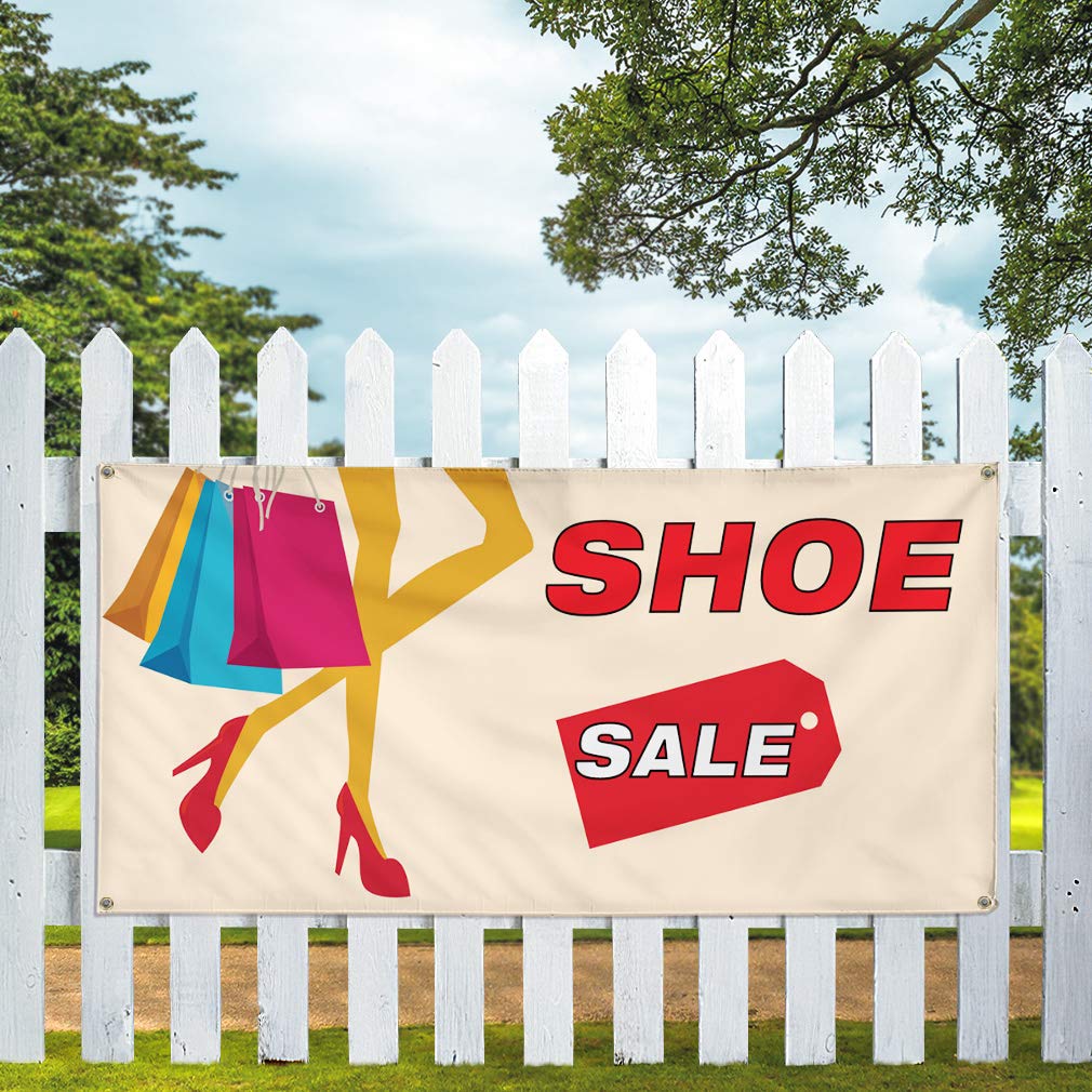 Custom Vinyl Banners for Outdoor Advertising - 48x96 Inches Weatherproof Shoe Sale Sign with 8 Grommets | Perfect for Retail Promotions, Yard Sales & Business Events