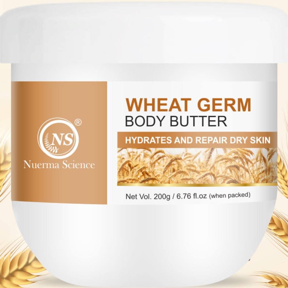 Nuerma Science Wheatgerm Body Butter with Vitamin E, Shea Butter & Coconut Oil - 200g Deep Moisturizing Cream for Dry Skin | All Day Hydration | Perfect for Winter Care & Daily Skin Nourishment