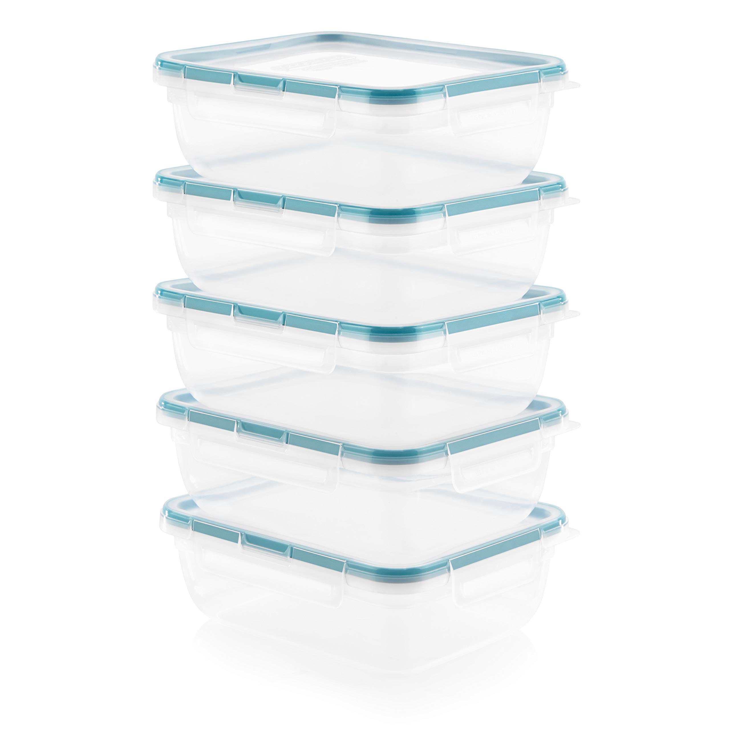 Snapware Total Solution 10-Piece BPA-Free Plastic Food Storage Container Set | 8.5-Cup Meal Prep Containers with Leakproof Lids | Microwave, Dishwasher & Freezer Safe | Ideal for Meal Prepping, Leftovers & Food Organization - Clear