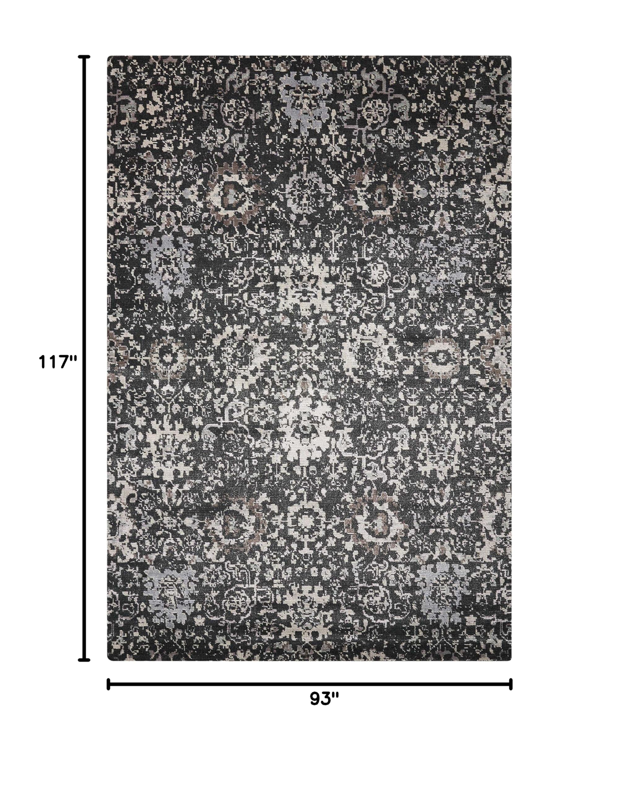 Nourison Twilight Floral Onyx 8x10 Area Rug - Easy to Clean, Non-Shedding, Soft & Durable - Perfect for Bedroom, Living Room, Dining Room & Kitchen Decor