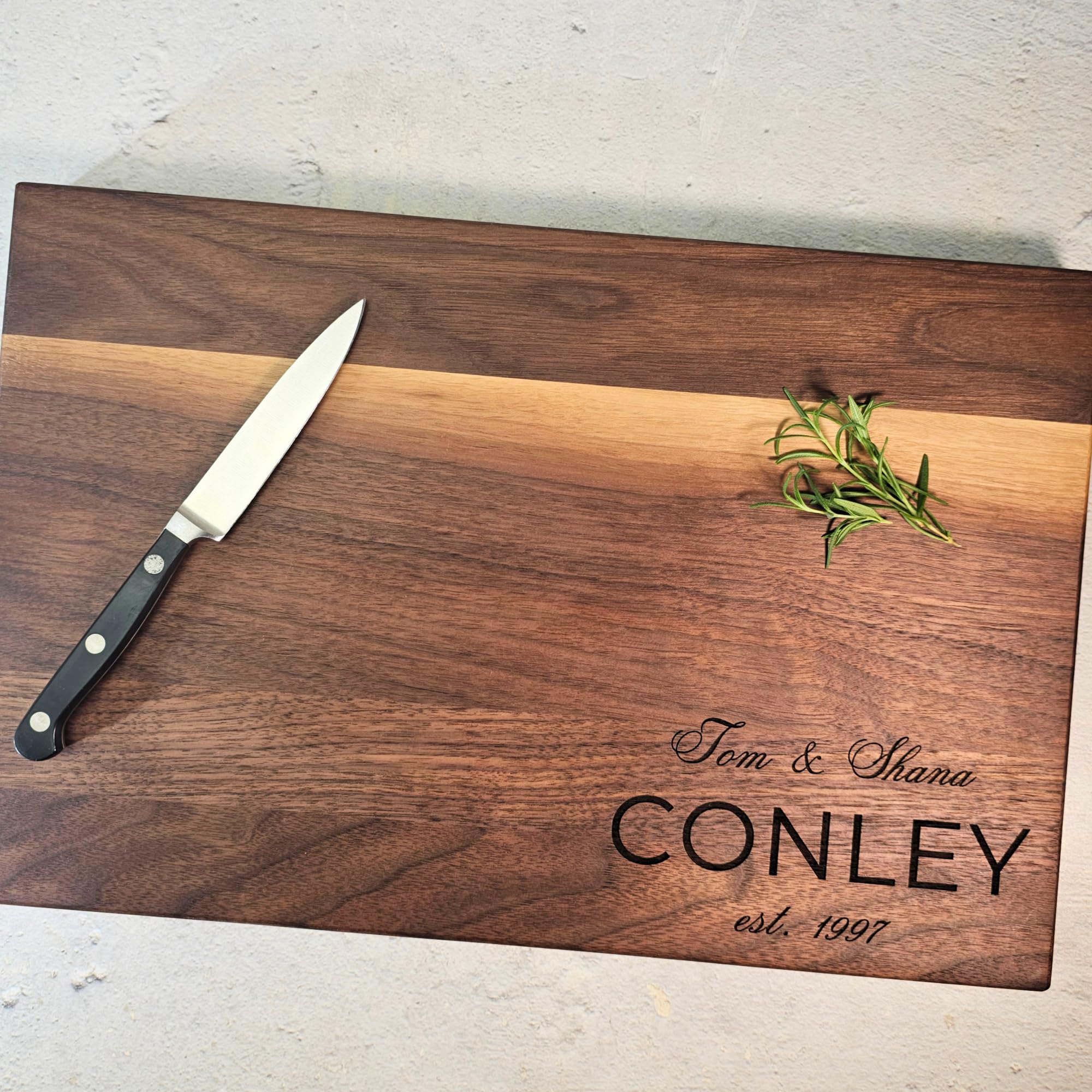 **Personalized Engraved Wood Cutting Board - 9 Custom Designs & 4 Premium Wood Types - Handmade in USA - Unique Wedding, Anniversary, Housewarming Gift for Couples, Parents & New Homeowners - Perfect for Kitchen Decor & Special Occasions (Design #9)**