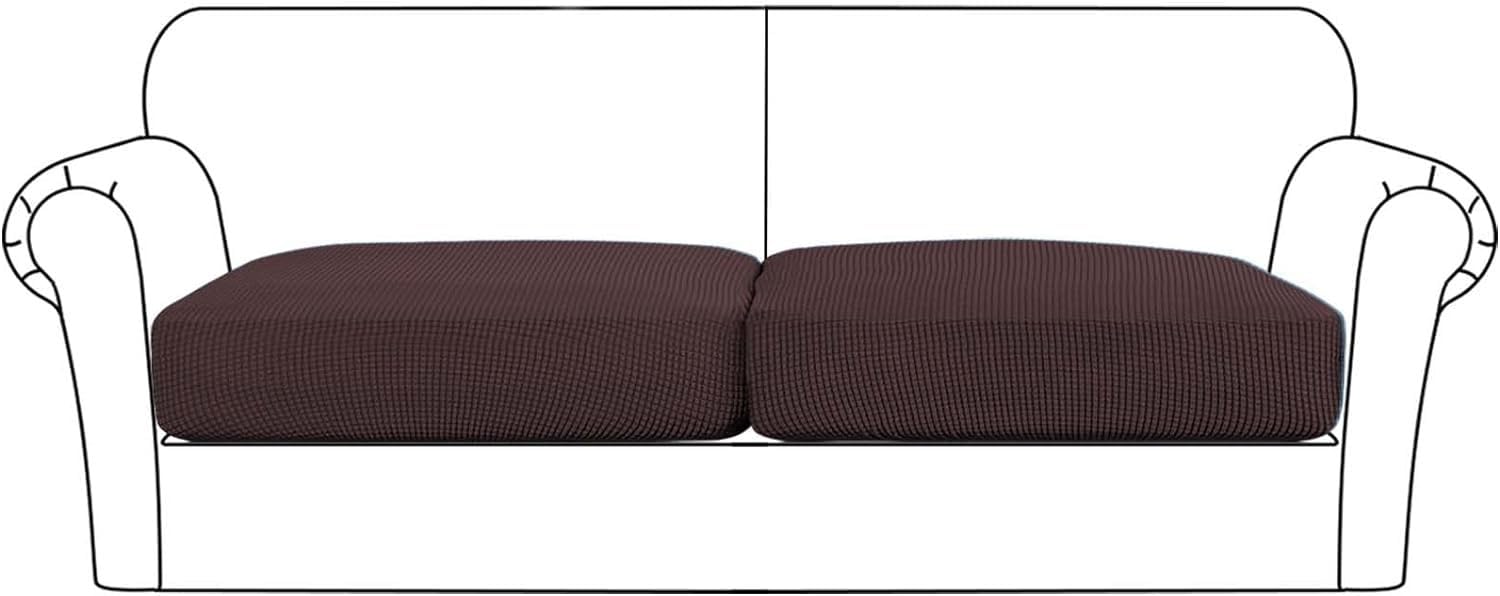 Premium Flamingo Print Stretch Sofa Cushion Covers - Elastic Bottom Slipcovers for 2-Seater Couches (XL, Brown) | Waterproof Furniture Protector for Living Room, Dorm & Office Use