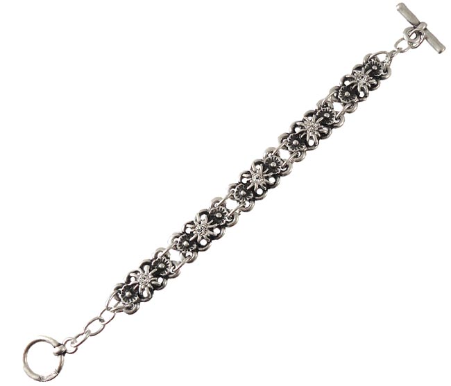 Vintage Pewter Edelweiss Link Bracelet for Women - Handmade Bohemian Jewelry - Perfect for Weddings, Anniversaries & Alpine-Themed Gifts