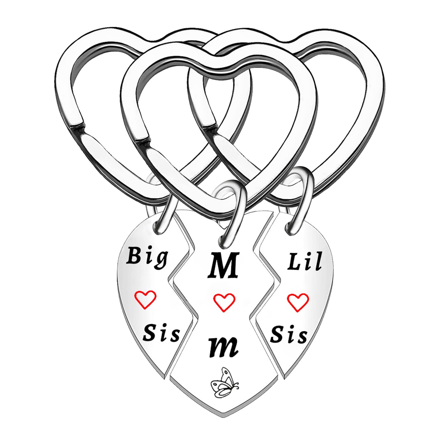 3PCS Mother Daughter Sister Keychain Set - Heartfelt Birthday Gift for Mom, Big Sis & Little Sis - Personalized Key Ring for Mum - Perfect for Mother's Day, Christmas & Family Celebrations